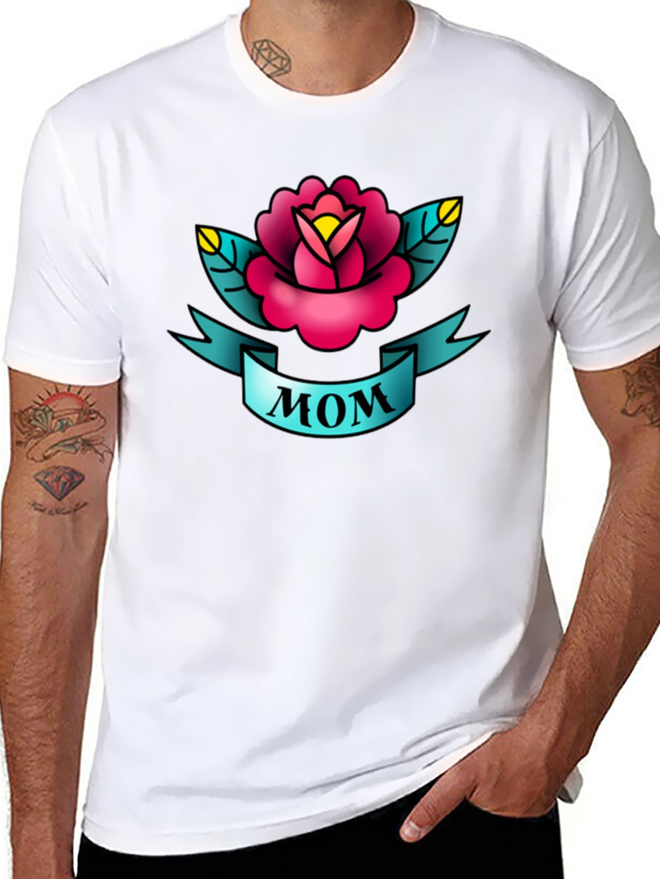 Mom Tattoo Style Rose Graphic Tee