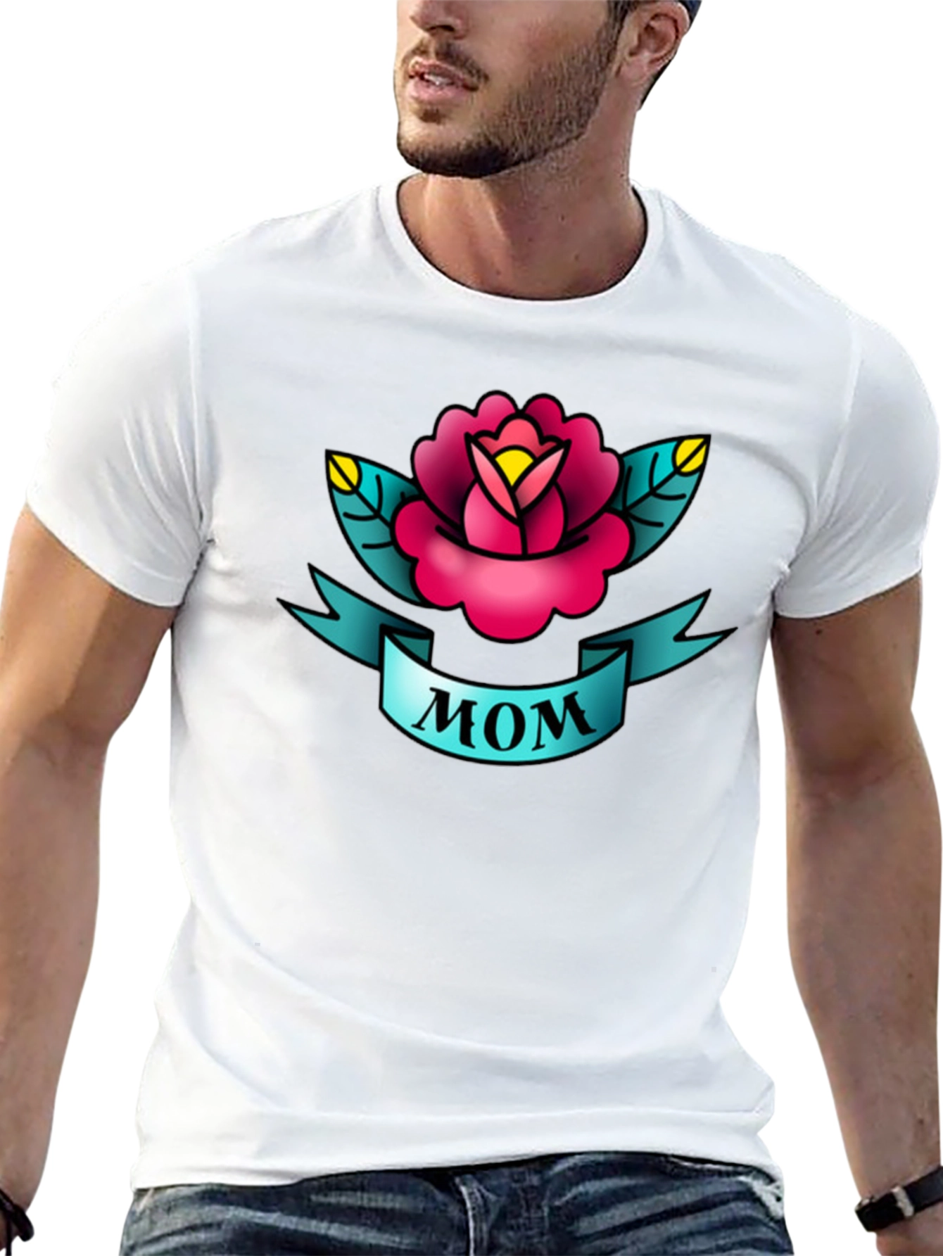 Mom Tattoo Style Rose Graphic Tee