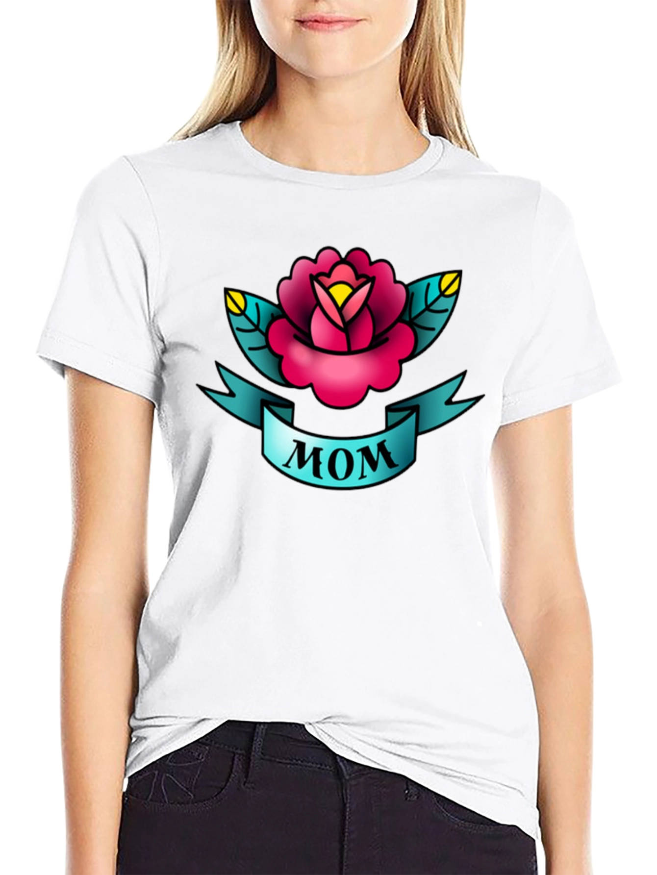 Mom Tattoo Style Rose Graphic Tee