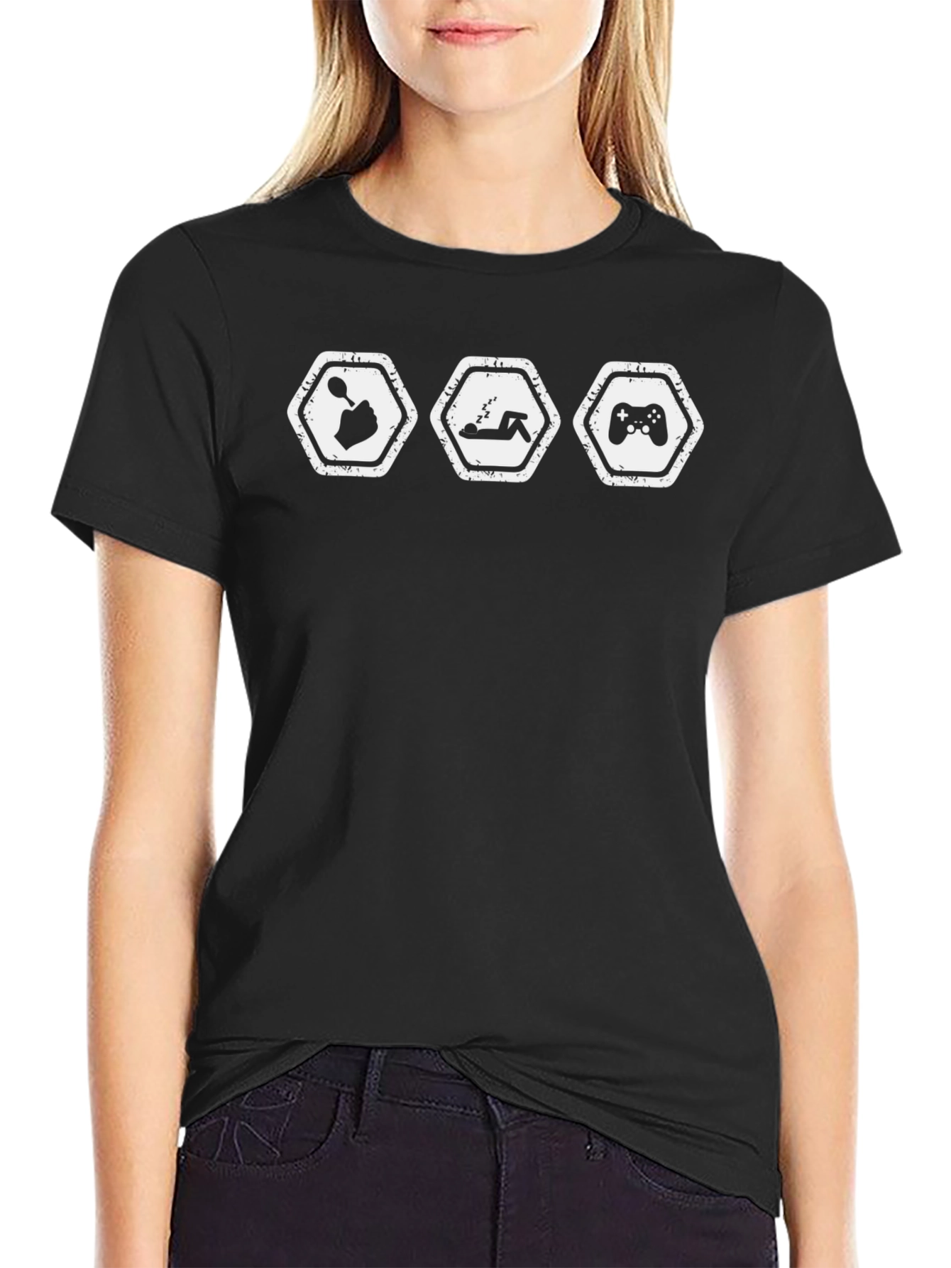 Eat Sleep Game Black Graphic Tee
