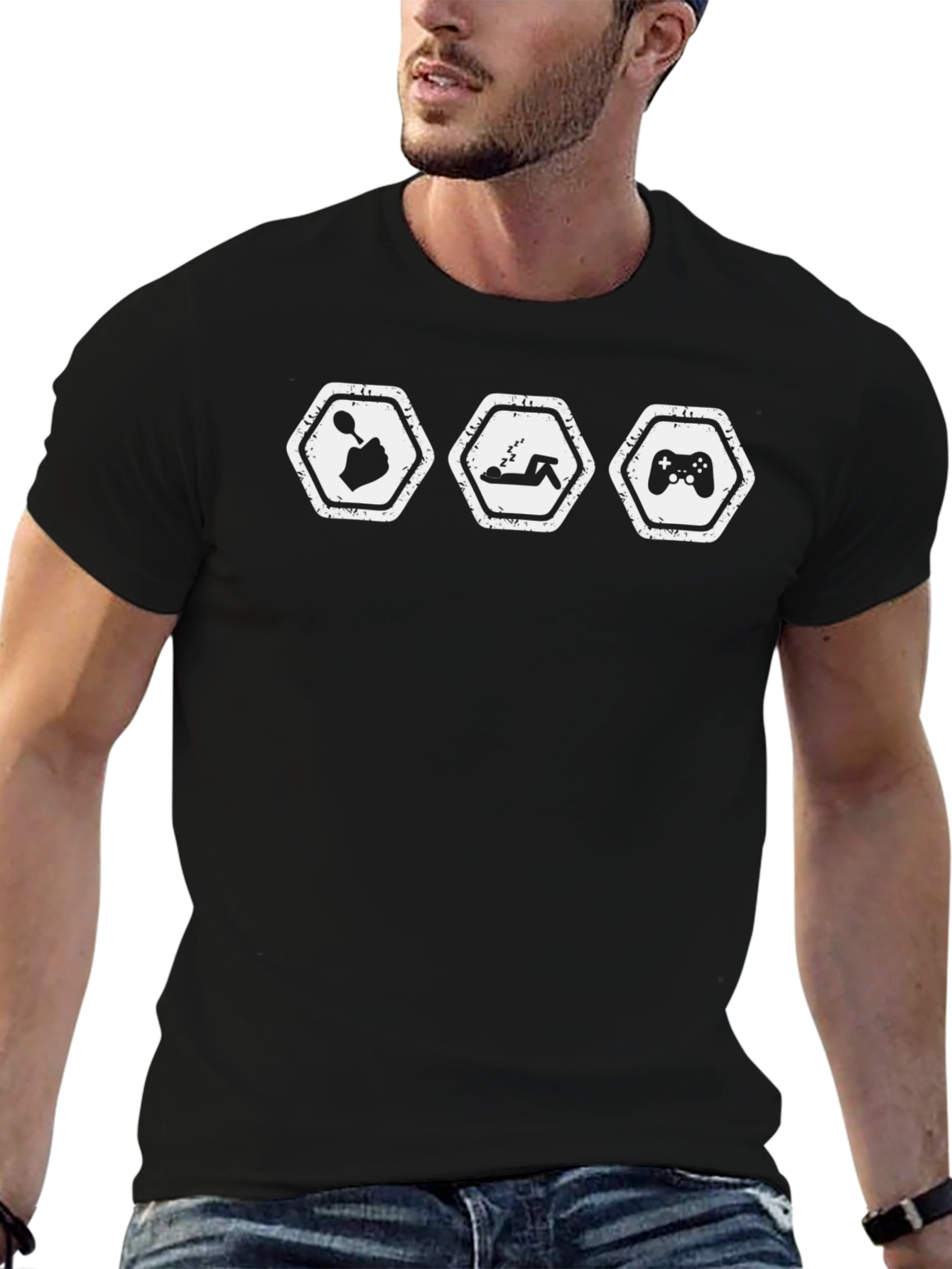 Eat Sleep Game Black Graphic Tee