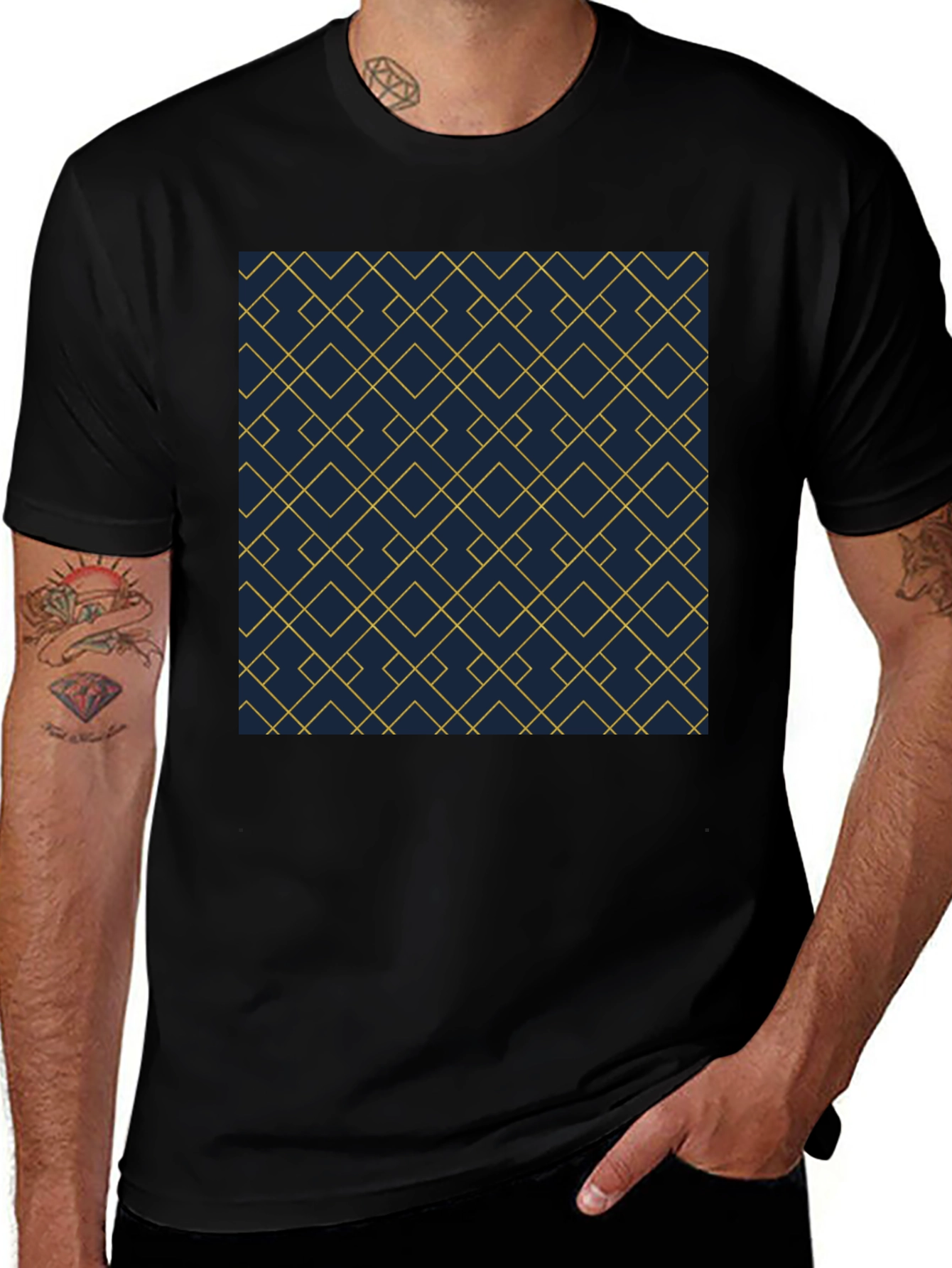 Geometric Pattern Tee - Modern Black T-Shirt