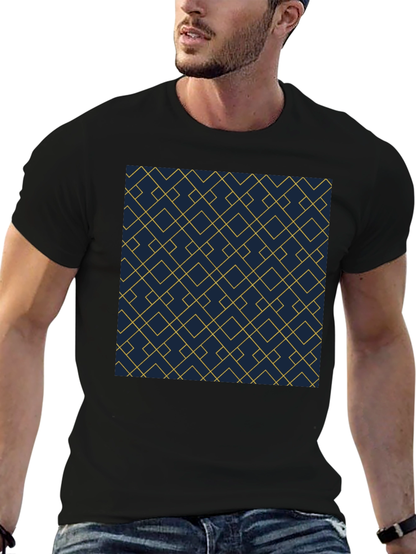 Geometric Pattern Tee - Modern Black T-Shirt