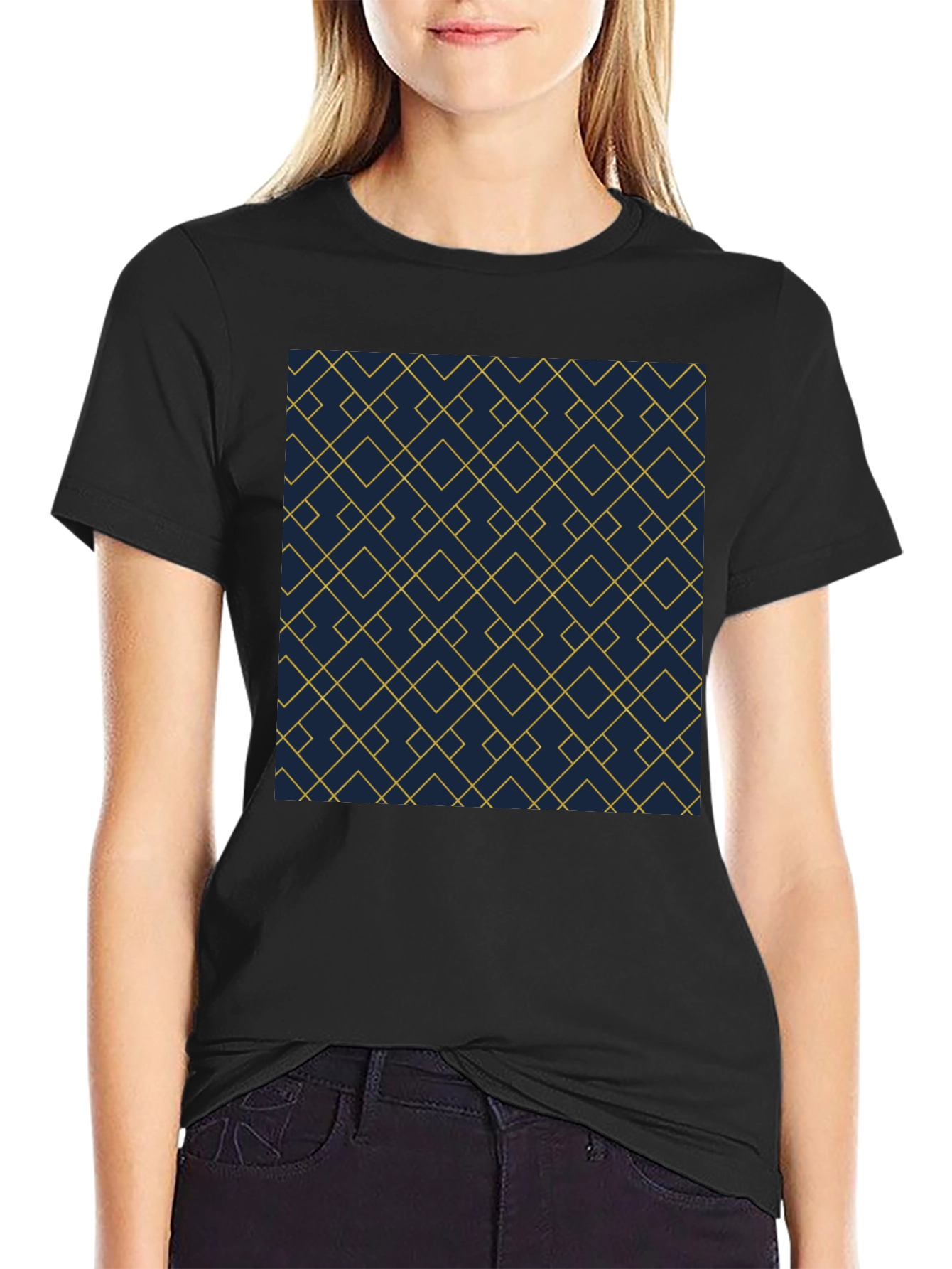 Geometric Pattern Tee - Modern Black T-Shirt