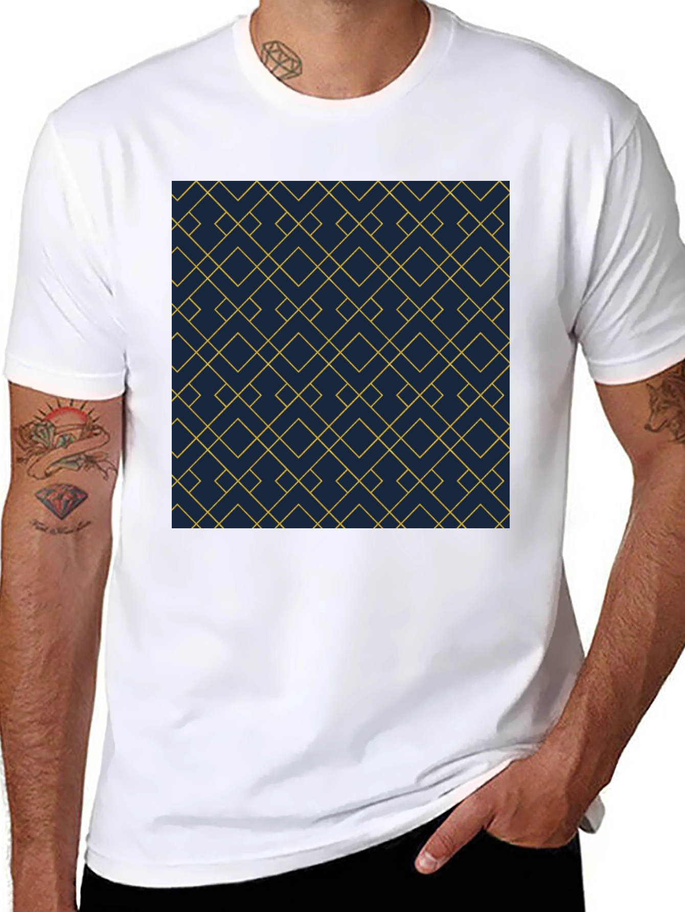 Geometric Pattern Tee - Modern Black T-Shirt