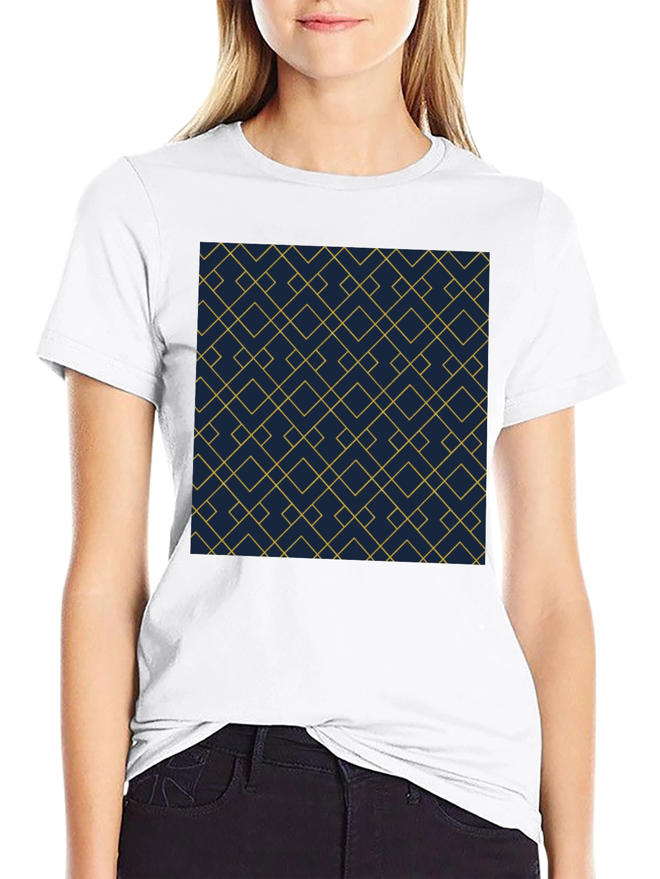 Geometric Pattern Tee - Modern Black T-Shirt