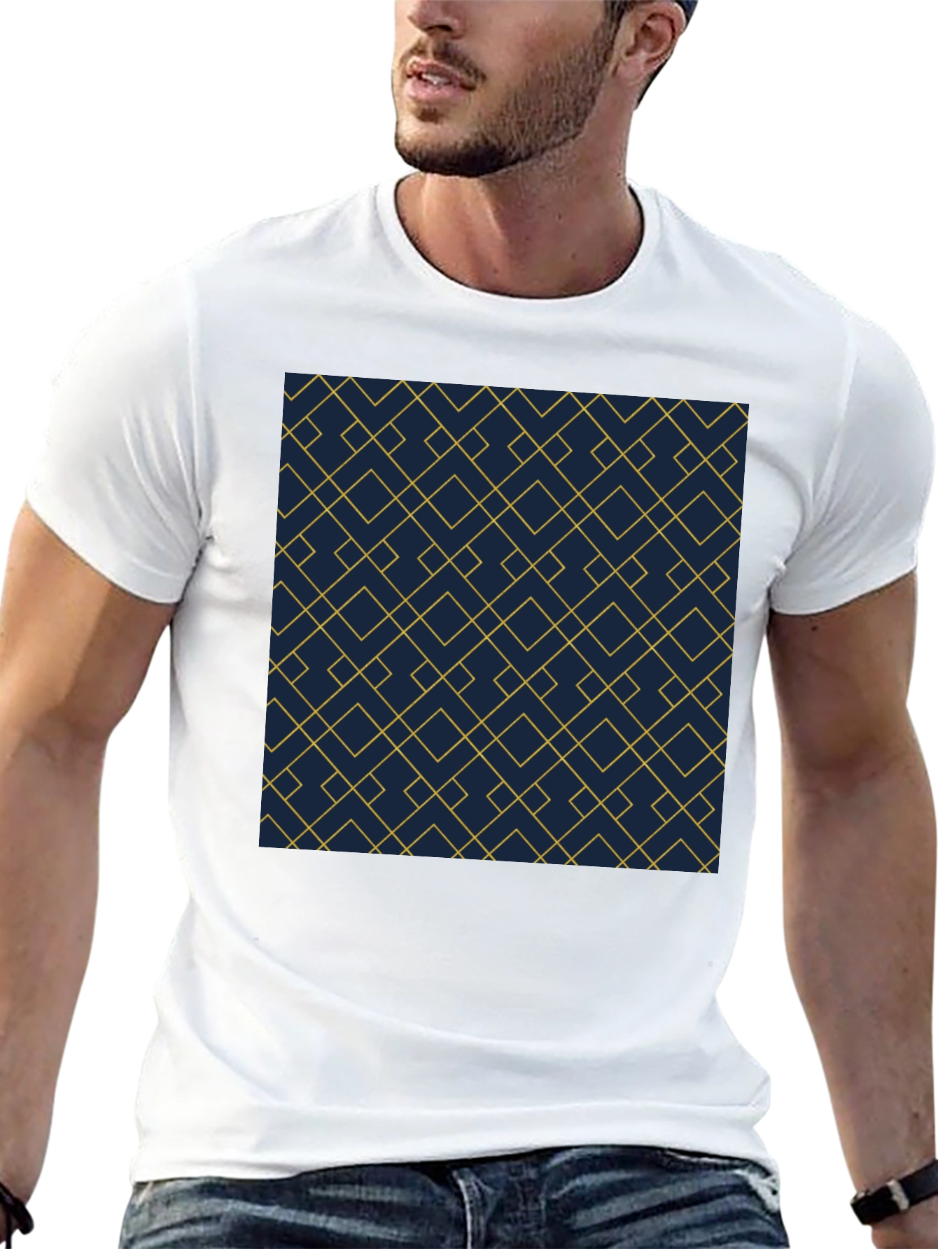 Geometric Pattern Tee - Modern Black T-Shirt