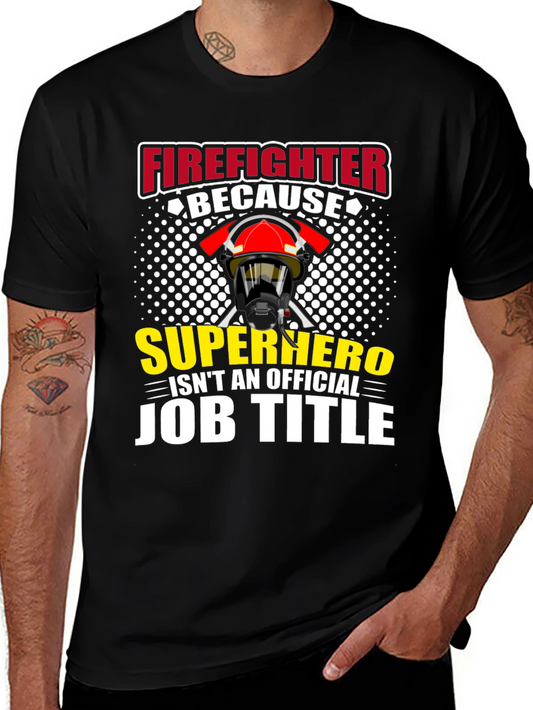 Firefighter Superhero Job Title Graphic T-Shirt