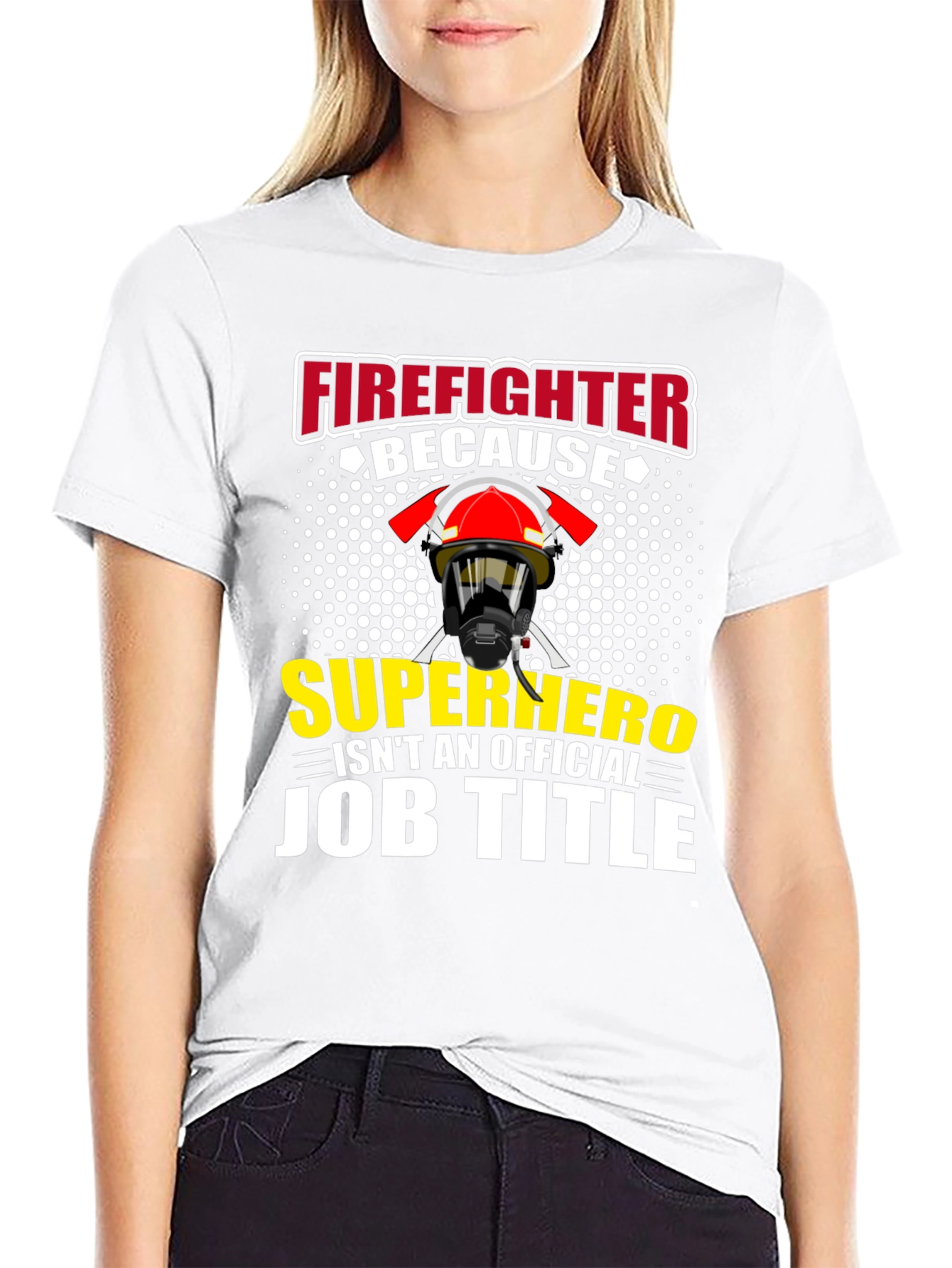 Firefighter Superhero Job Title Graphic T-Shirt
