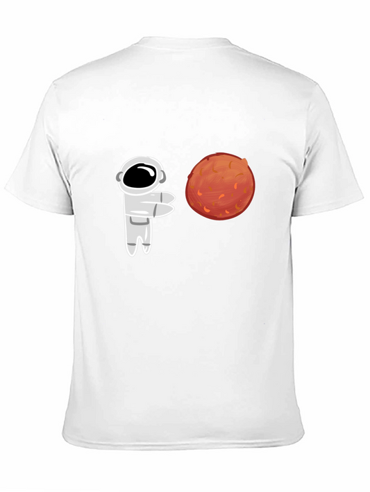Astronaut & Mars Graphic Tee - Black Cotton T-Shirt