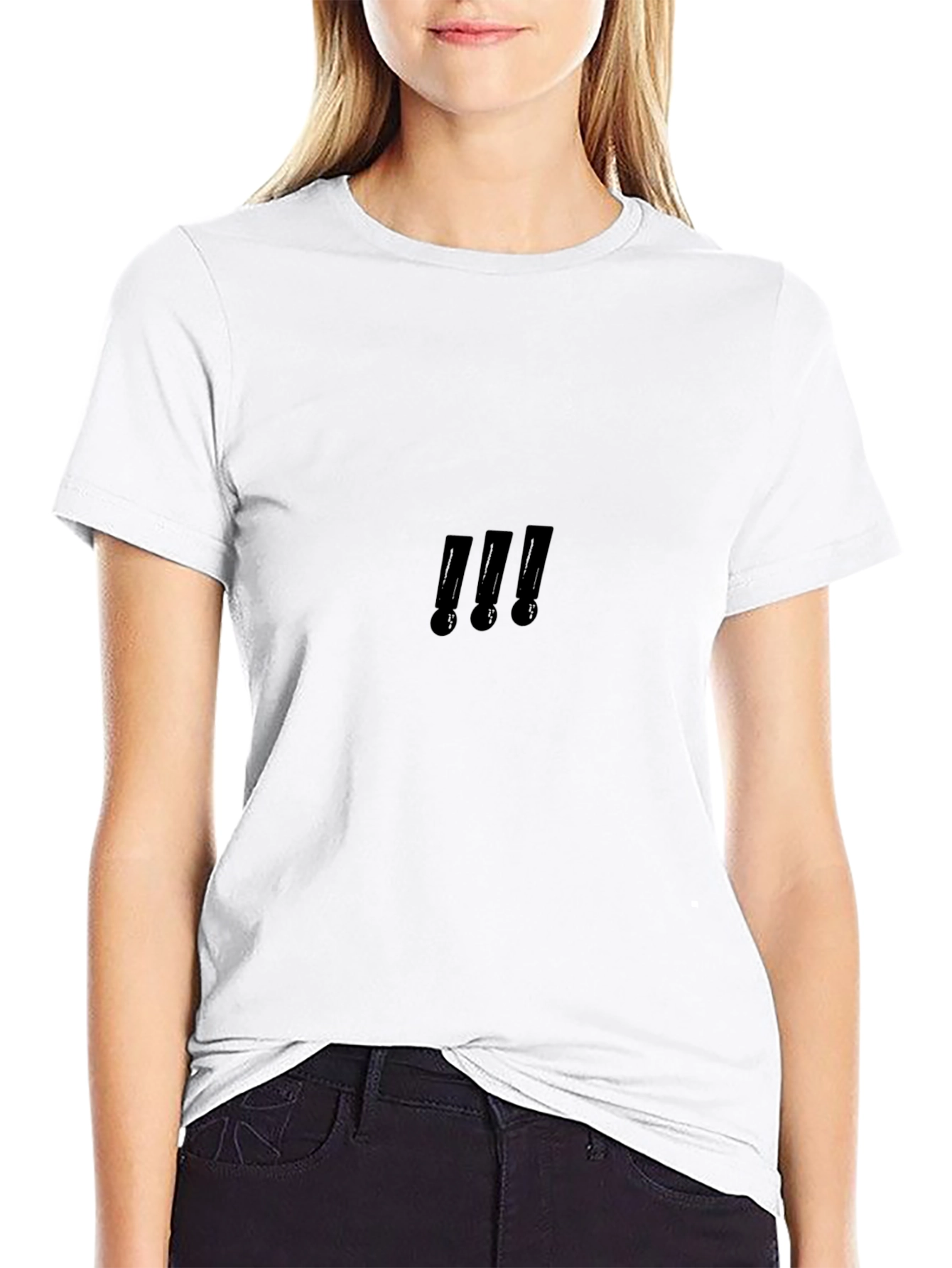 Sleek Black T-Shirt with Subtle Exclamation Mark Design