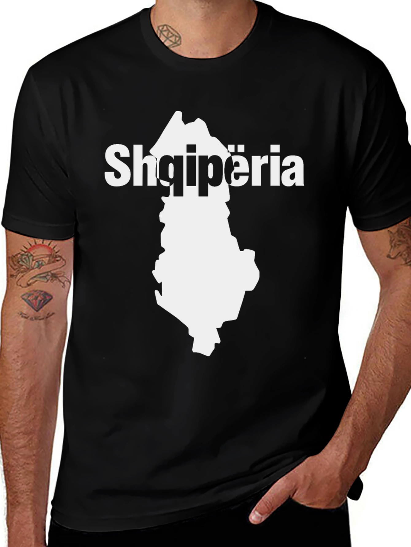 Albania Map T-Shirt - Black Shqipëria Pride