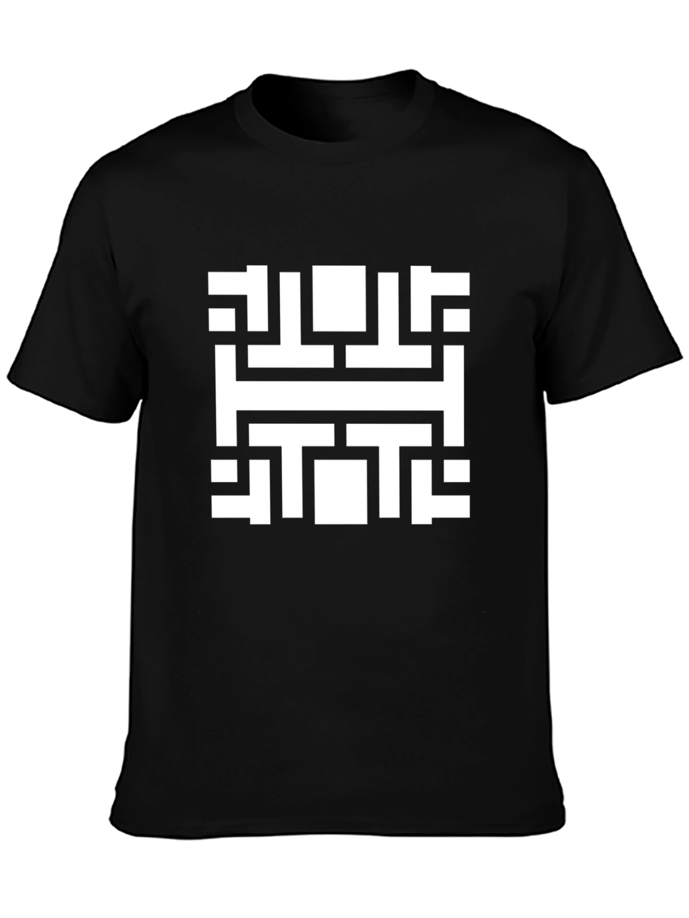 Abstract Geometric Pattern Black T-Shirt
