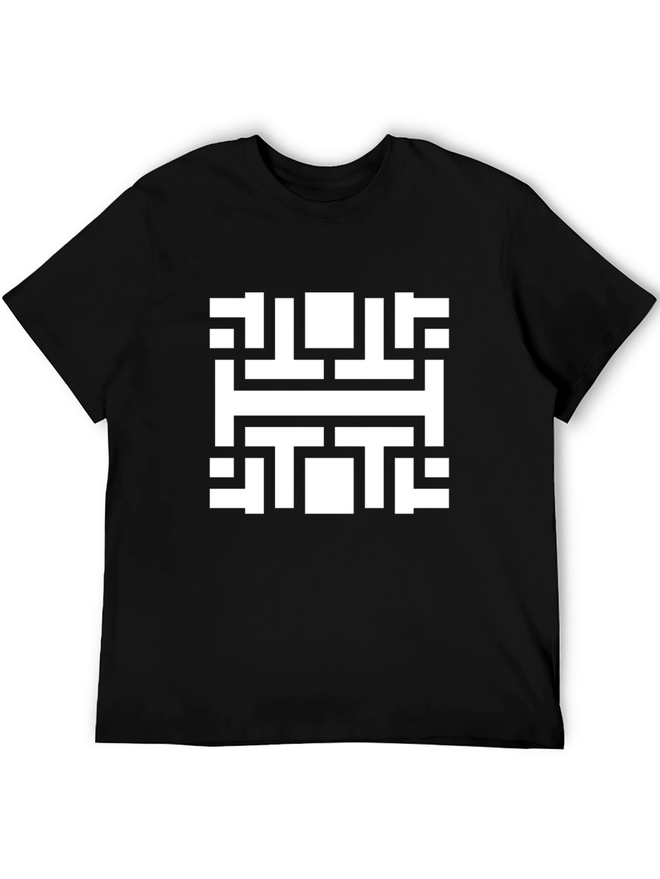 Abstract Geometric Pattern Black T-Shirt