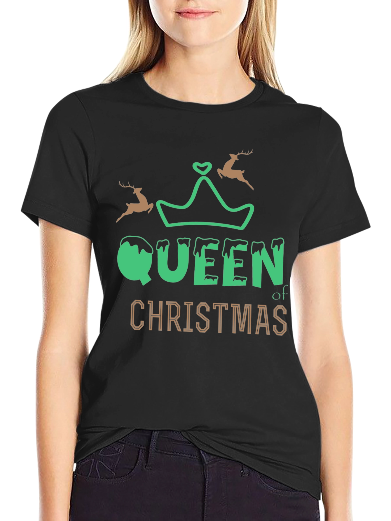 Queen of Christmas Graphic Tee - Holiday Shirt