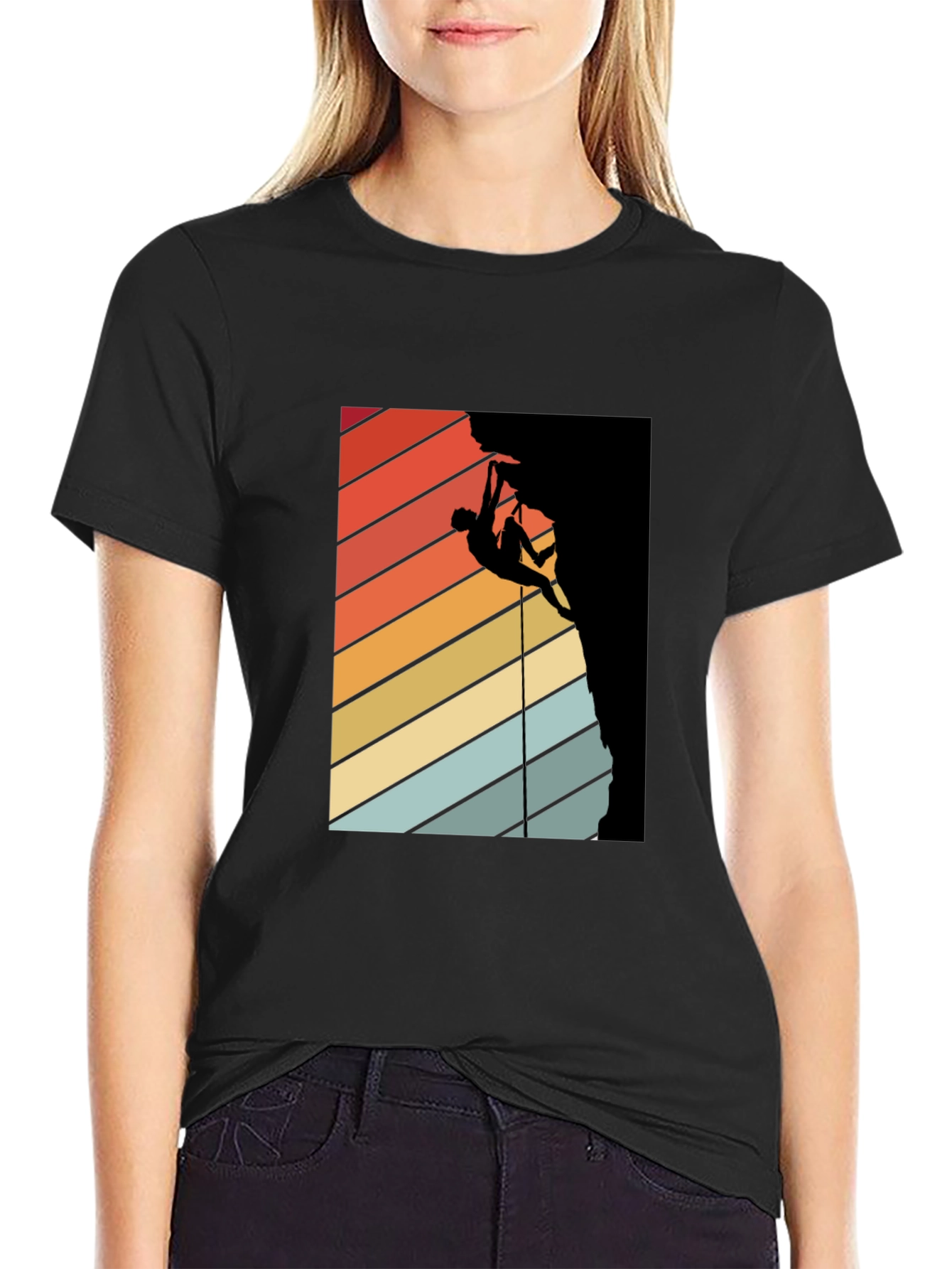 Retro Climbing T-Shirt - Black Graphic Tee