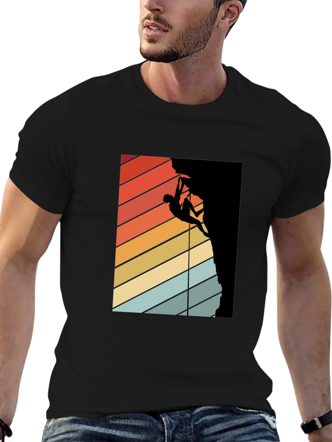 Retro Climbing T-Shirt - Black Graphic Tee