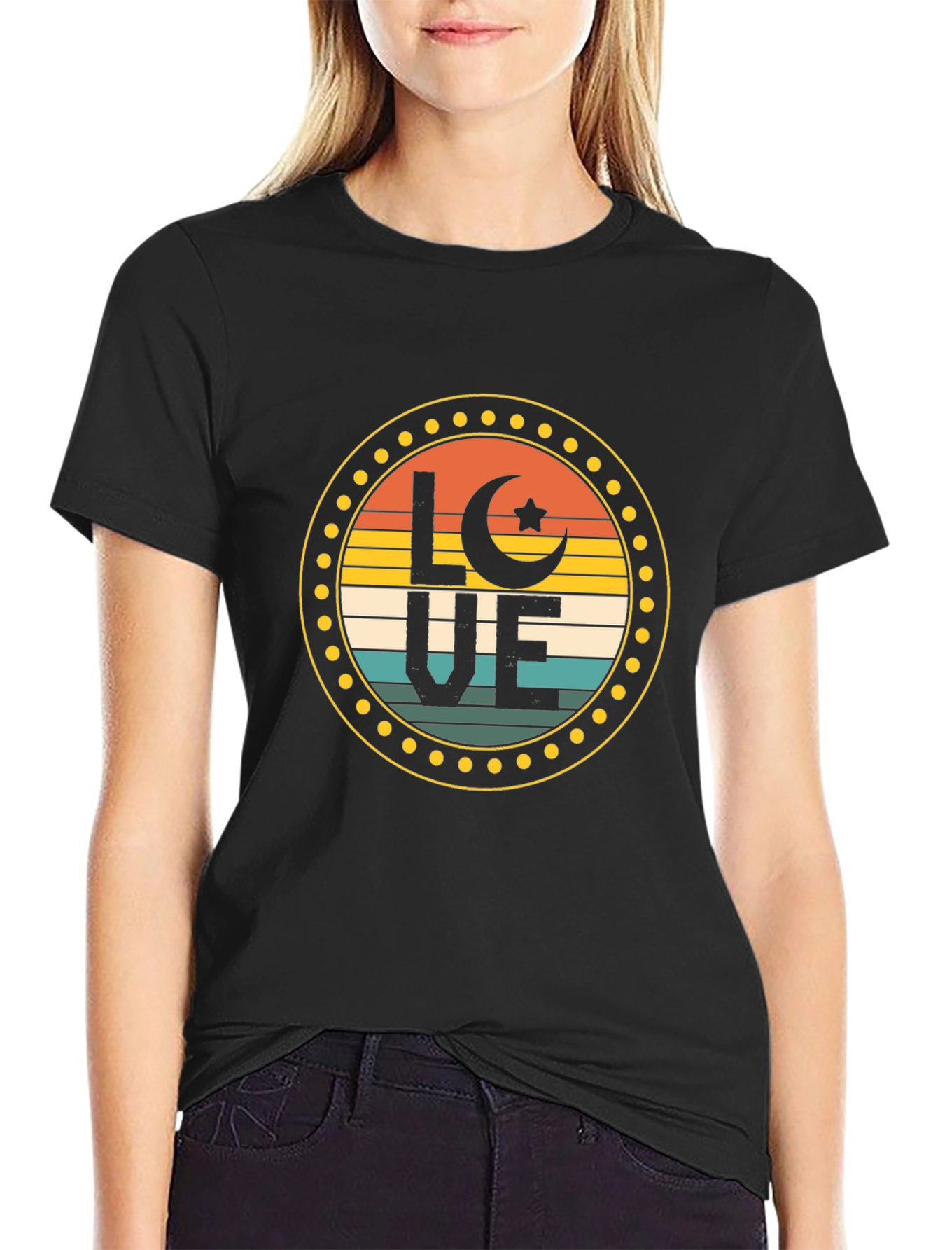 LOVE Crescent Moon Star T-Shirt