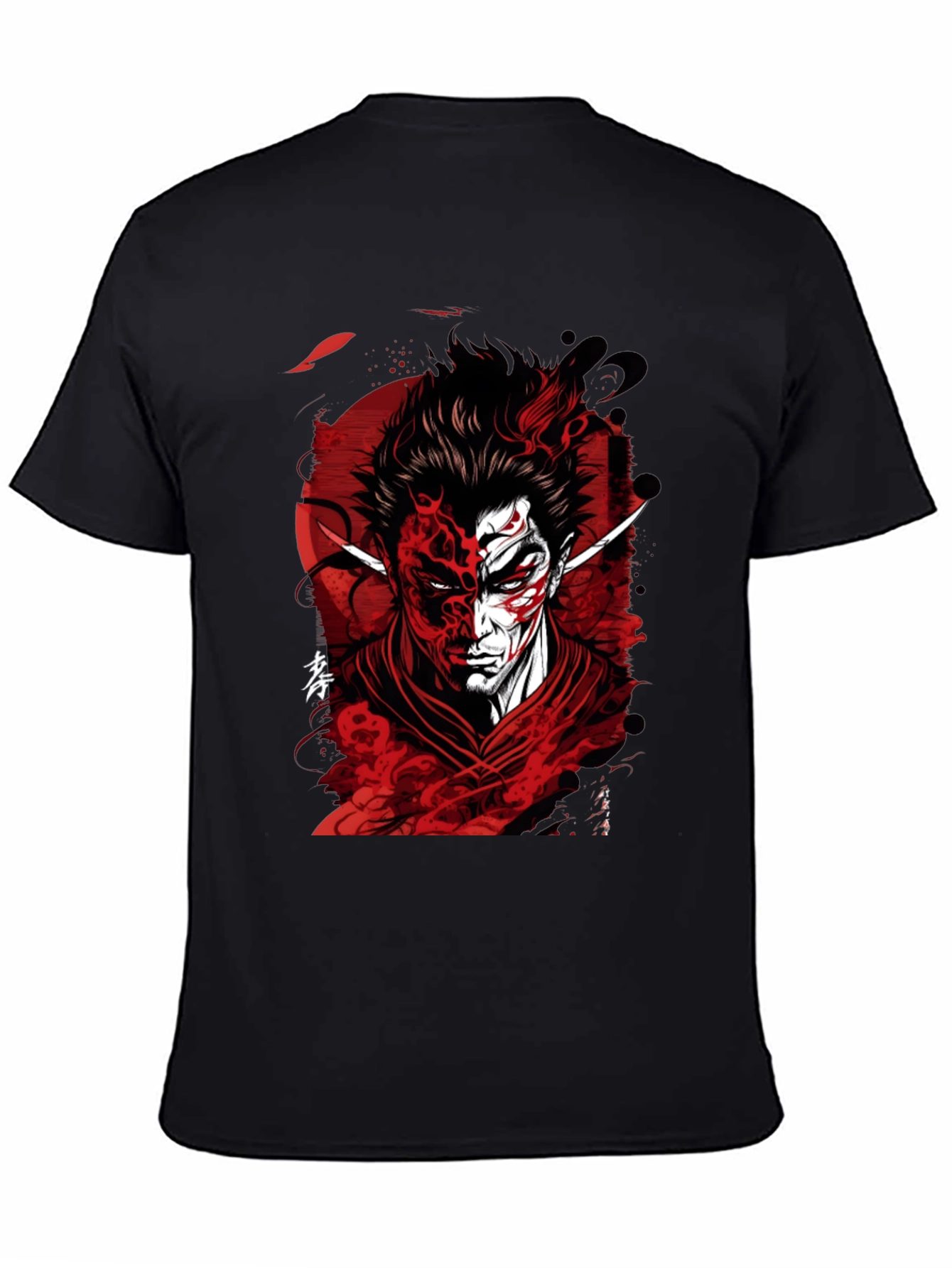 Samurai Demon Graphic Tee - Red and Black Design