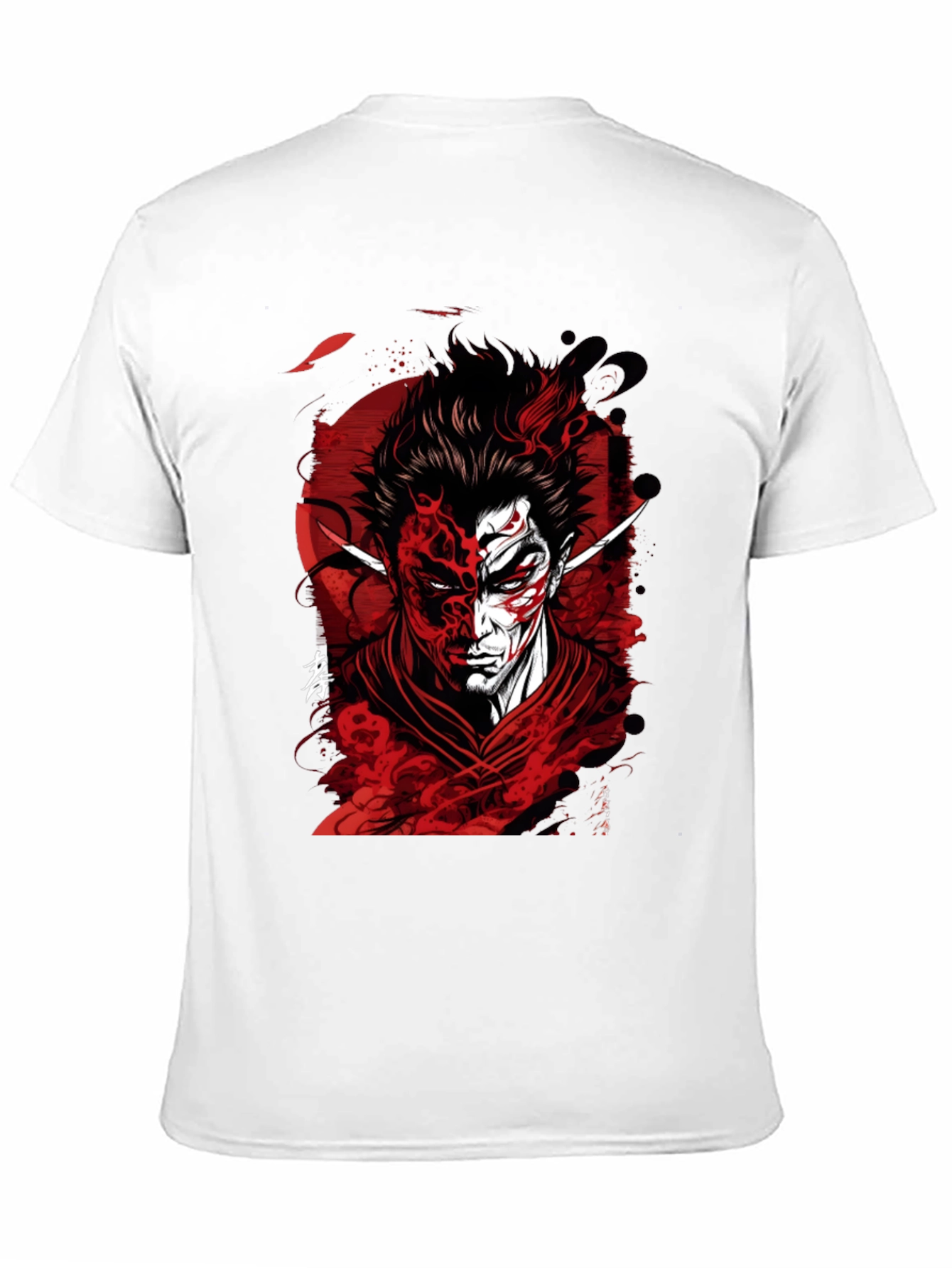 Samurai Demon Graphic Tee - Red and Black Design