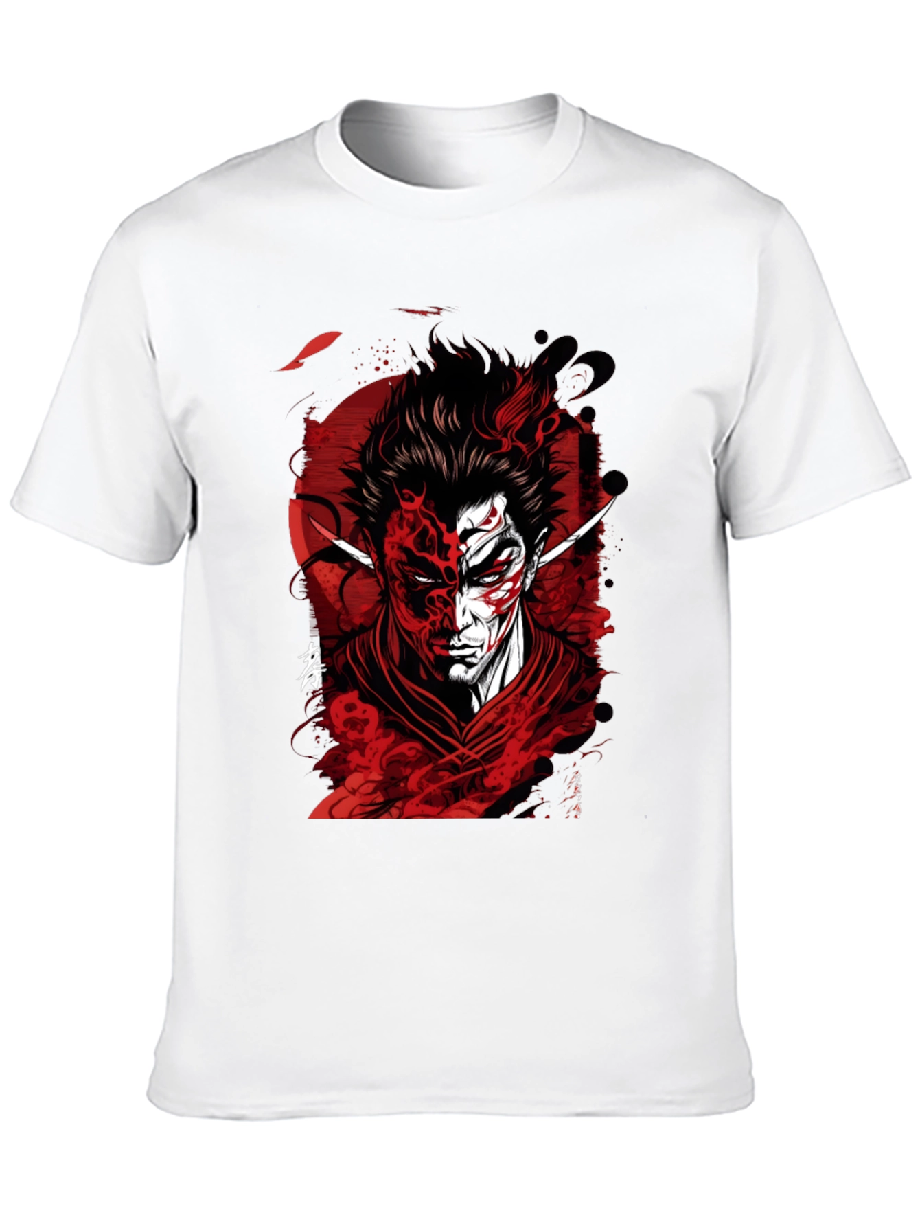 Samurai Demon Graphic Tee - Red and Black Design
