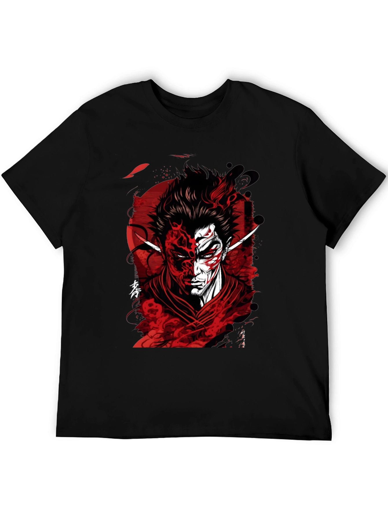 Samurai Demon Graphic Tee - Red and Black Design