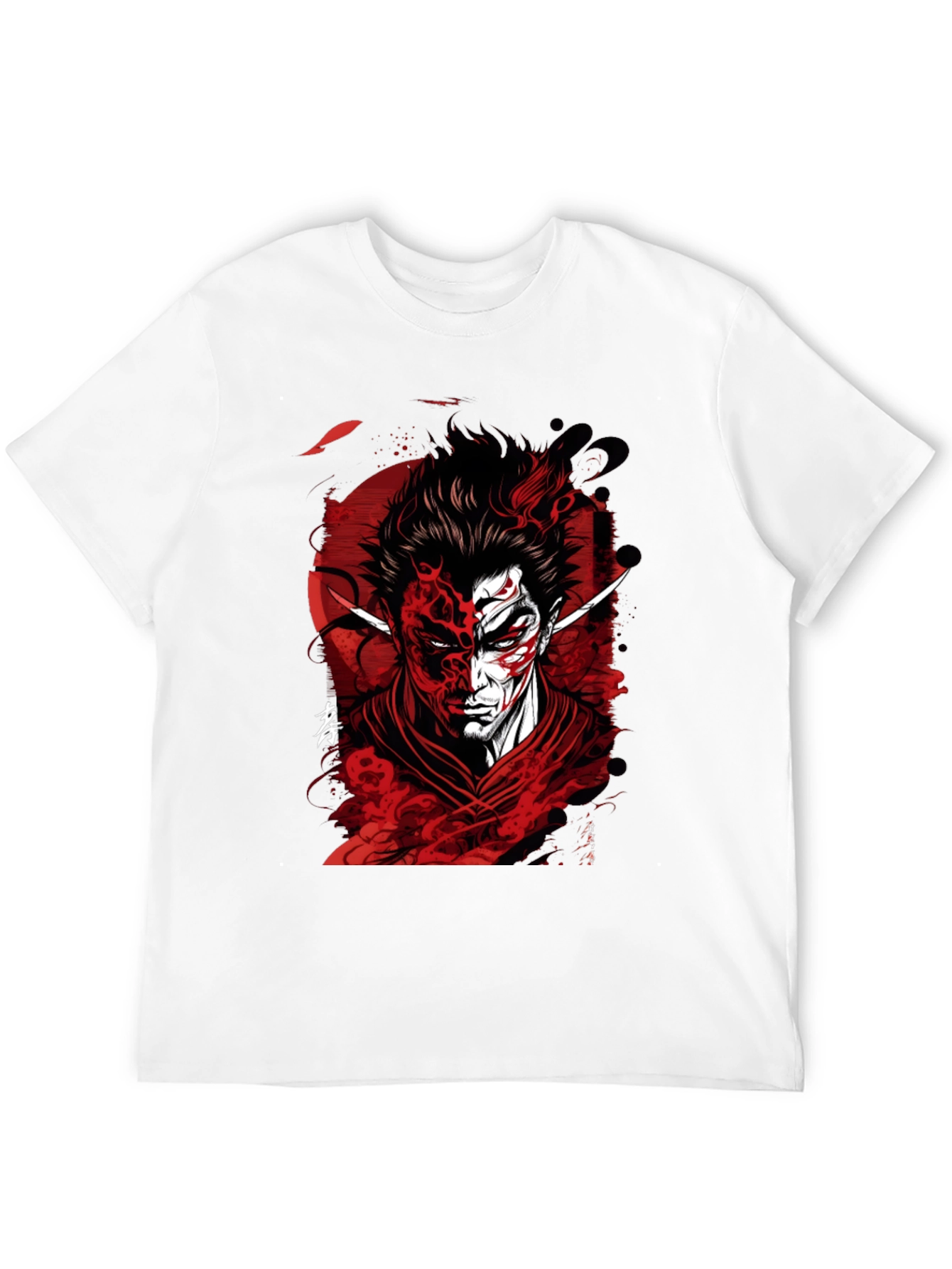 Samurai Demon Graphic Tee - Red and Black Design