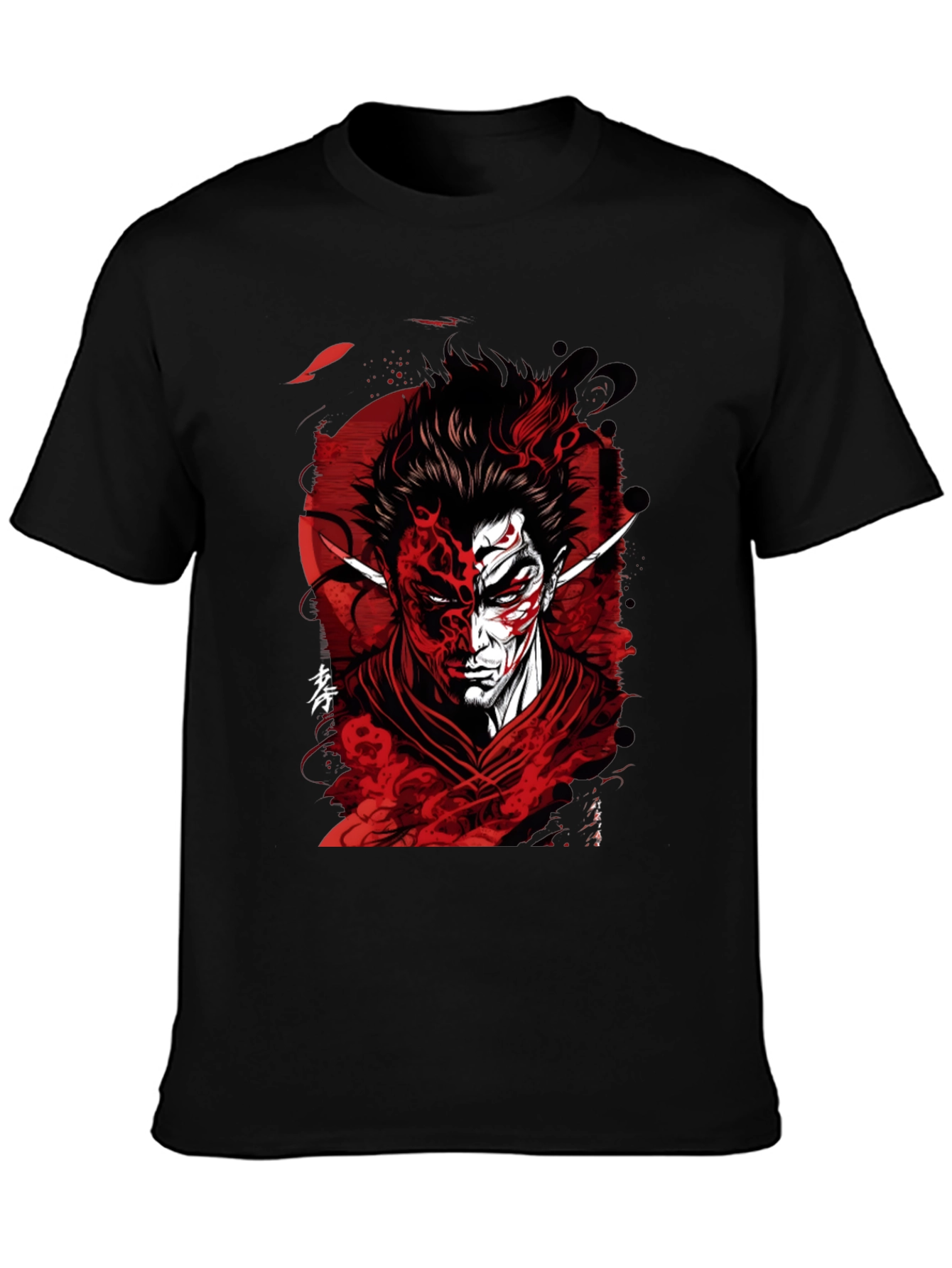 Samurai Demon Graphic Tee - Red and Black Design