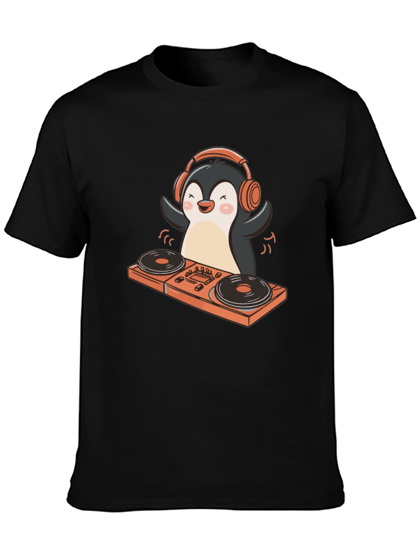 DJ Penguin Graphic T-Shirt - Black