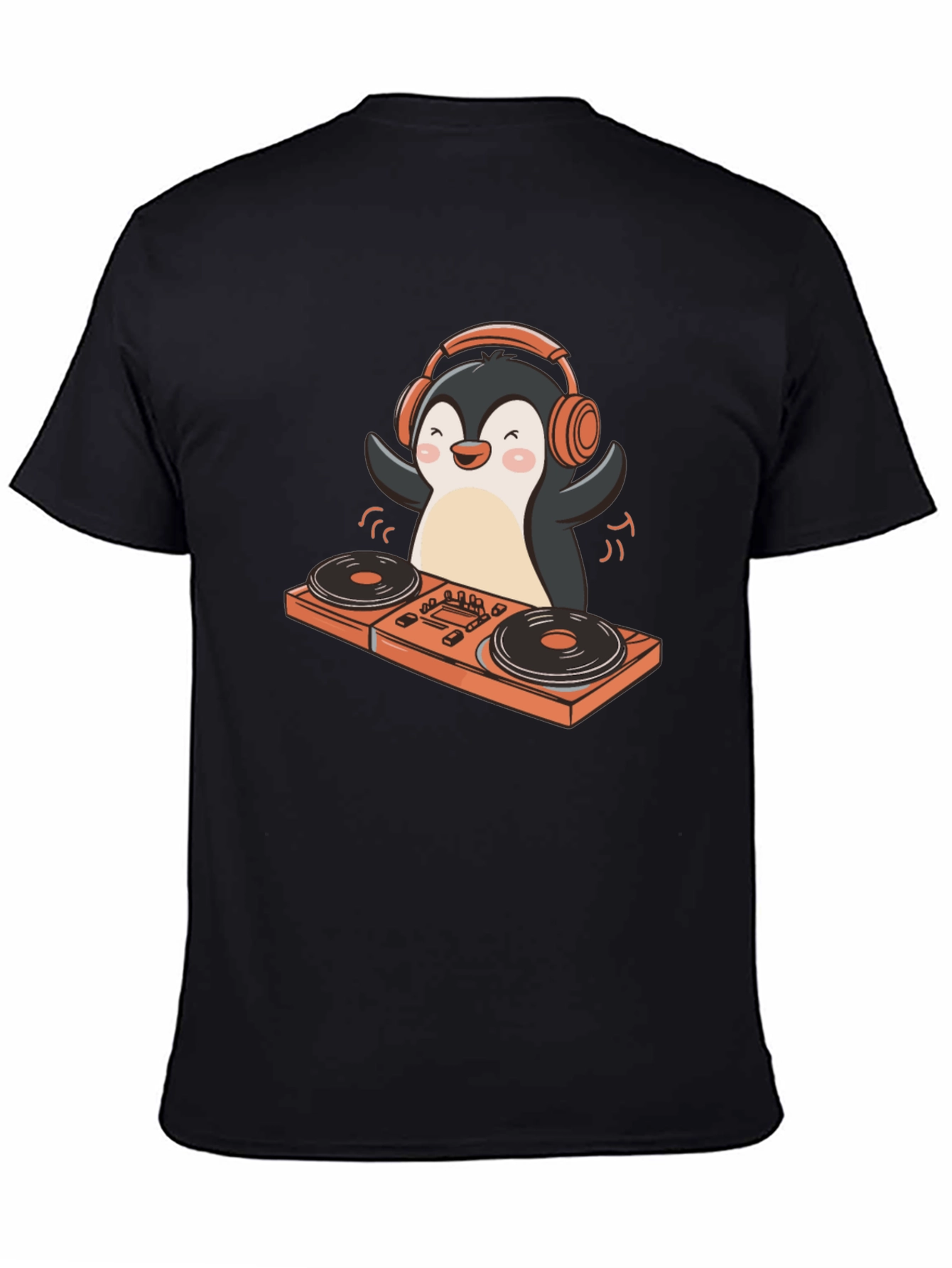 DJ Penguin Graphic T-Shirt - Black