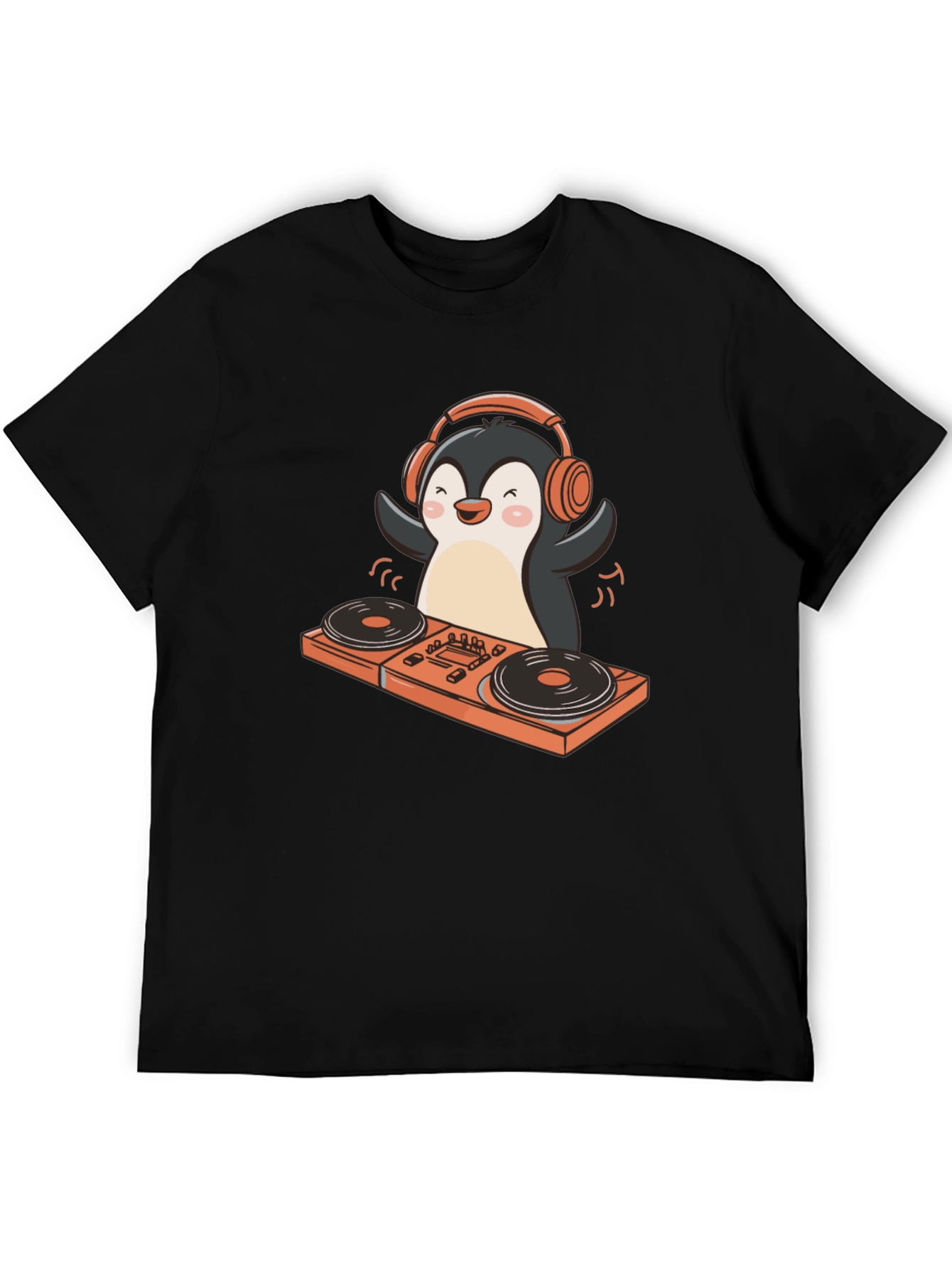 DJ Penguin Graphic T-Shirt - Black