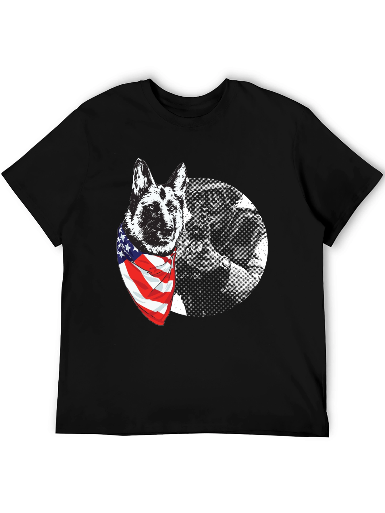 Patriotic Dog Graphic T-Shirt - Mens Black Tee