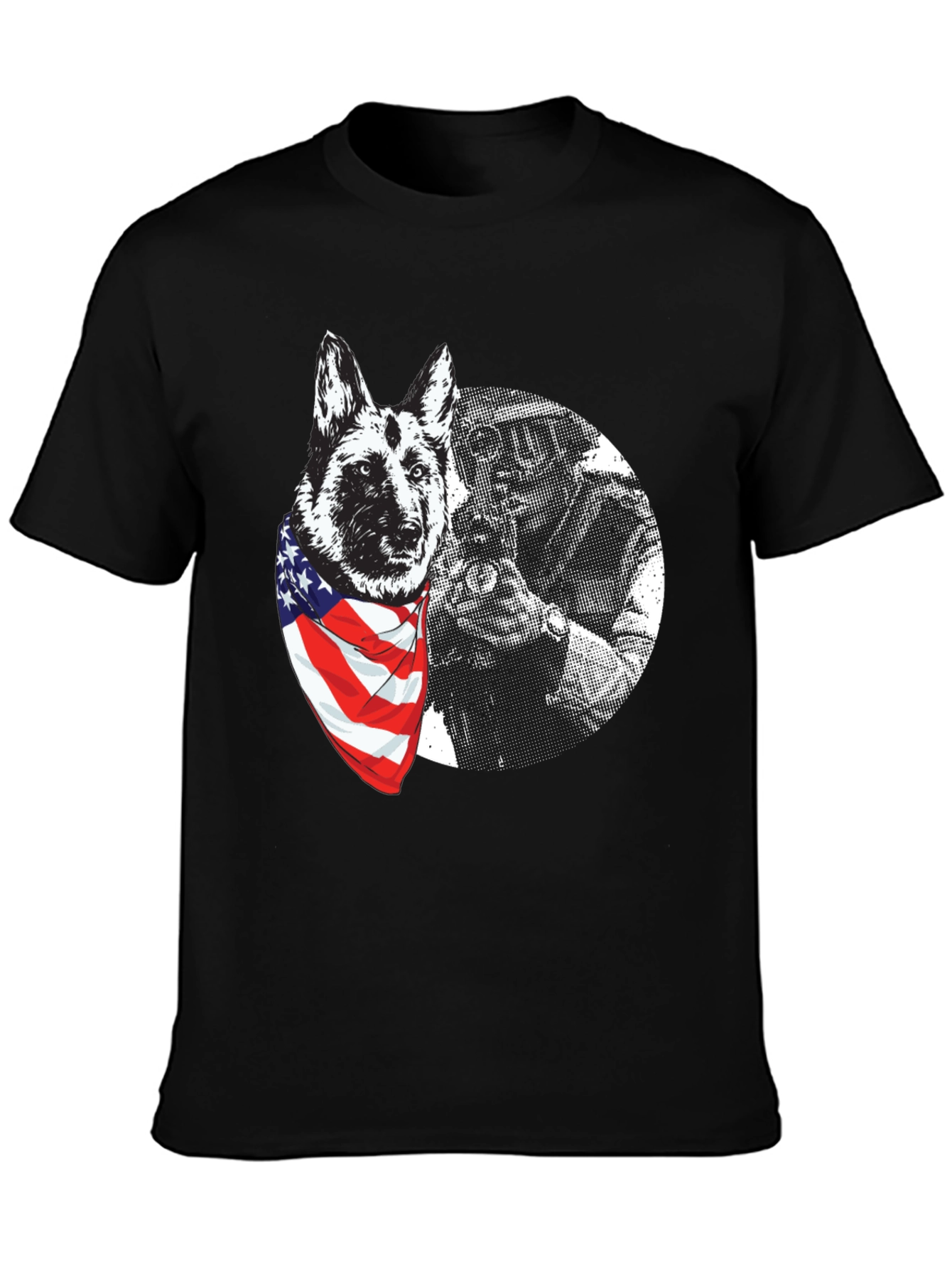 Patriotic Dog Graphic T-Shirt - Mens Black Tee