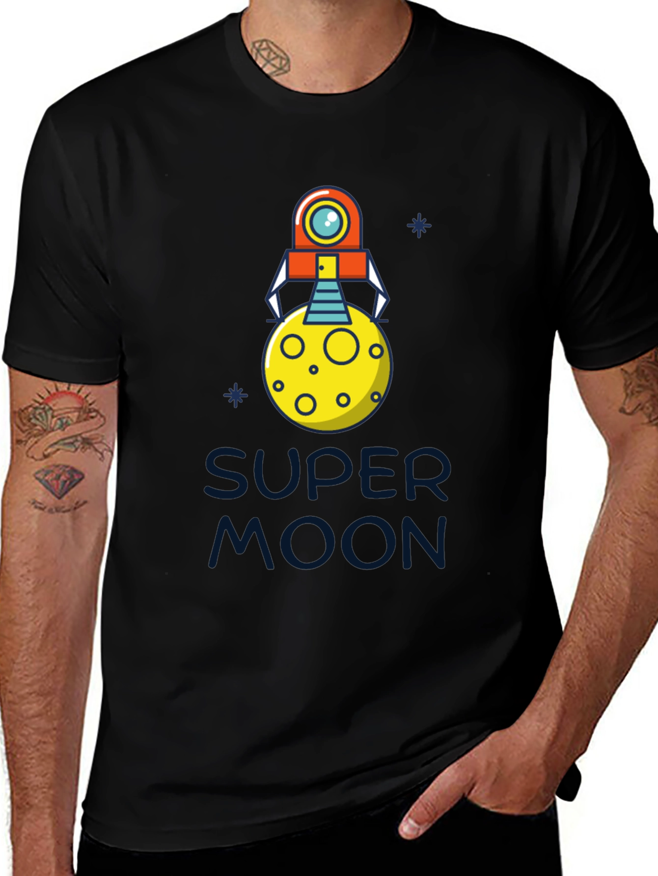 Super Moon Robot T-Shirt - Cool Graphic Tee