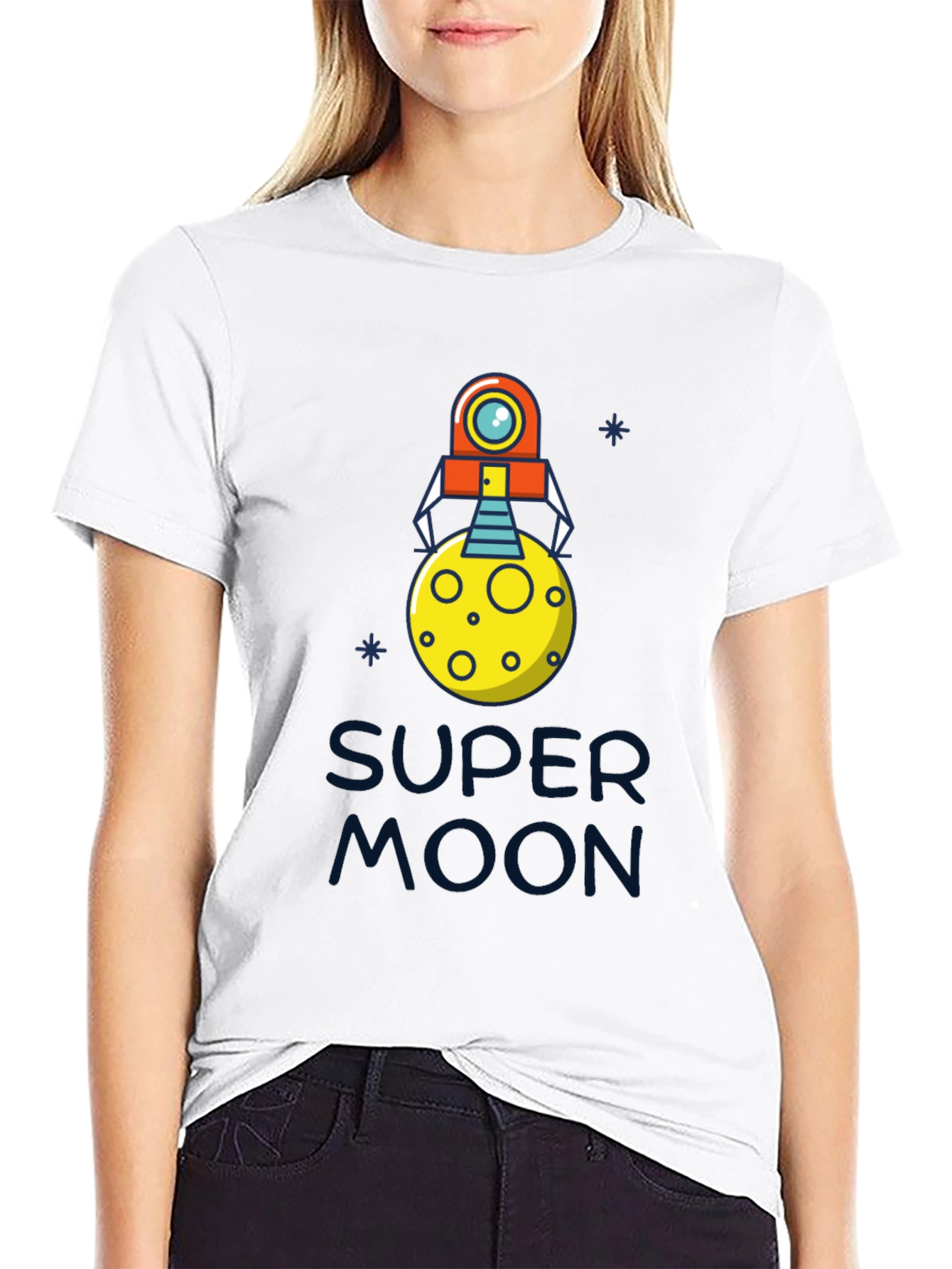 Super Moon Robot T-Shirt - Cool Graphic Tee
