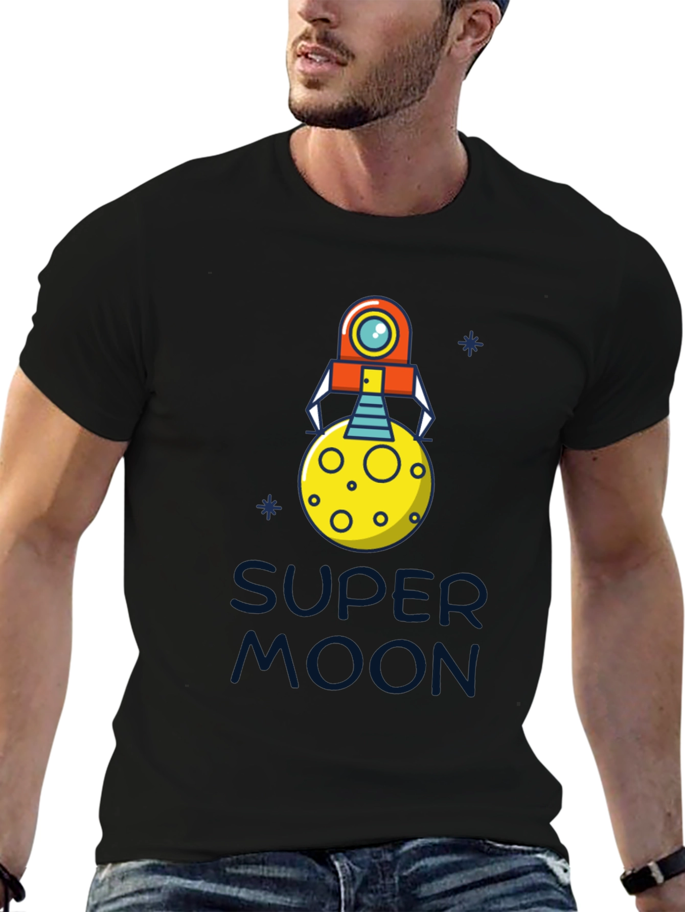 Super Moon Robot T-Shirt - Cool Graphic Tee
