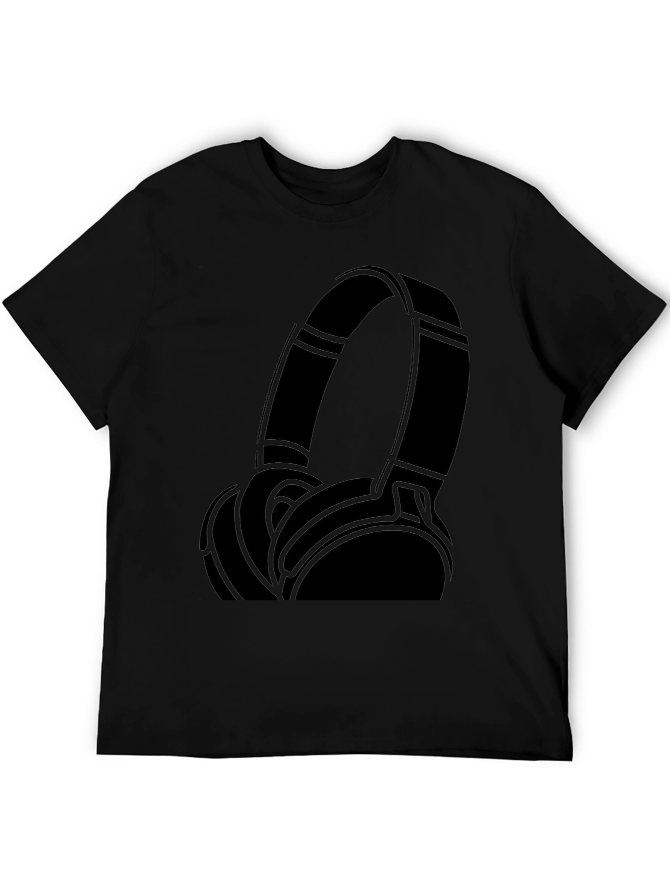 Cool Headphones Graphic Black T-Shirt