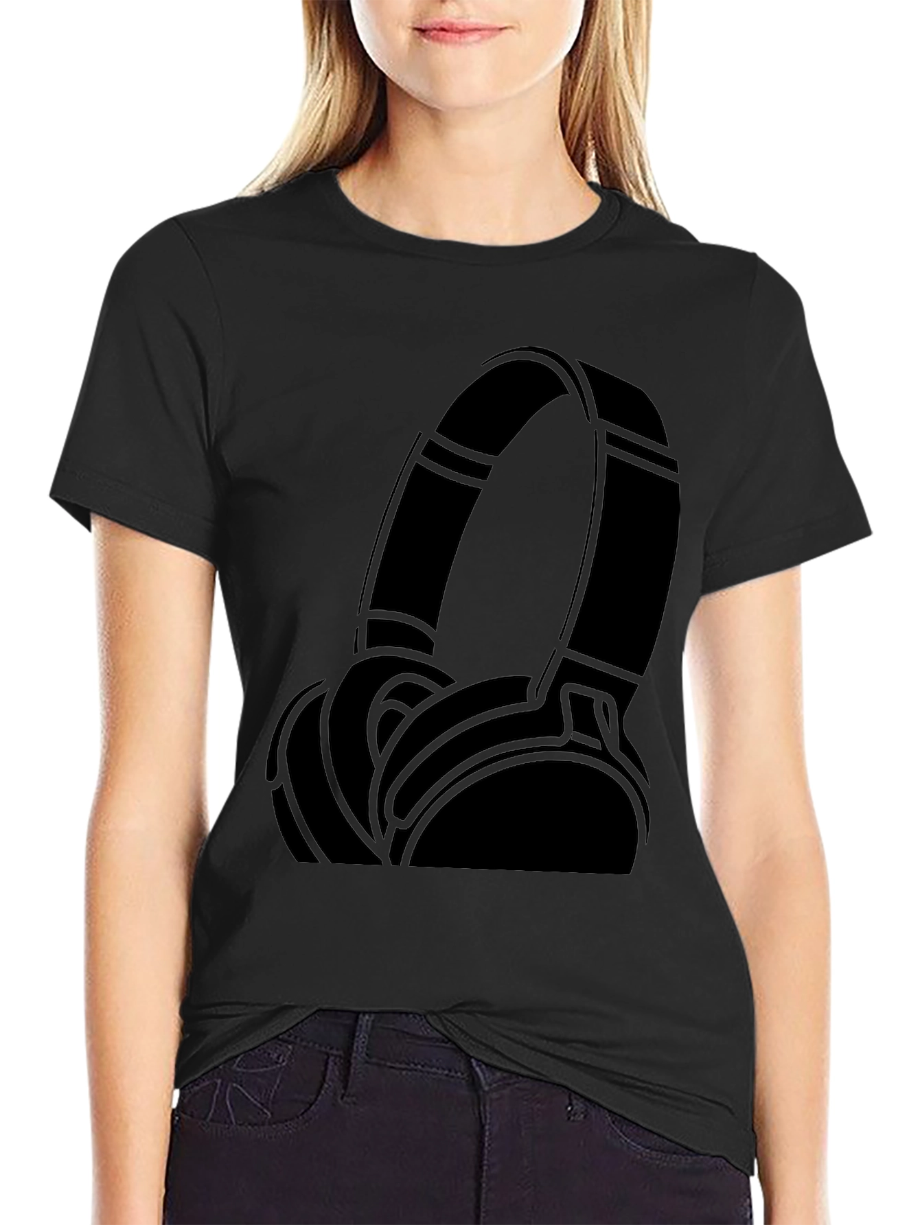 Cool Headphones Graphic Black T-Shirt