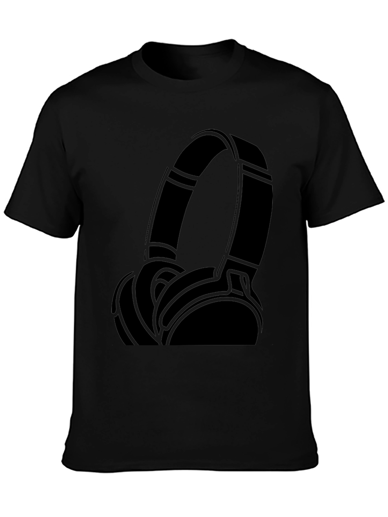 Cool Headphones Graphic Black T-Shirt