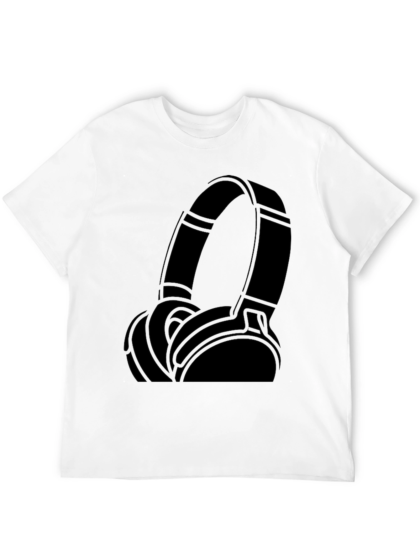 Cool Headphones Graphic Black T-Shirt