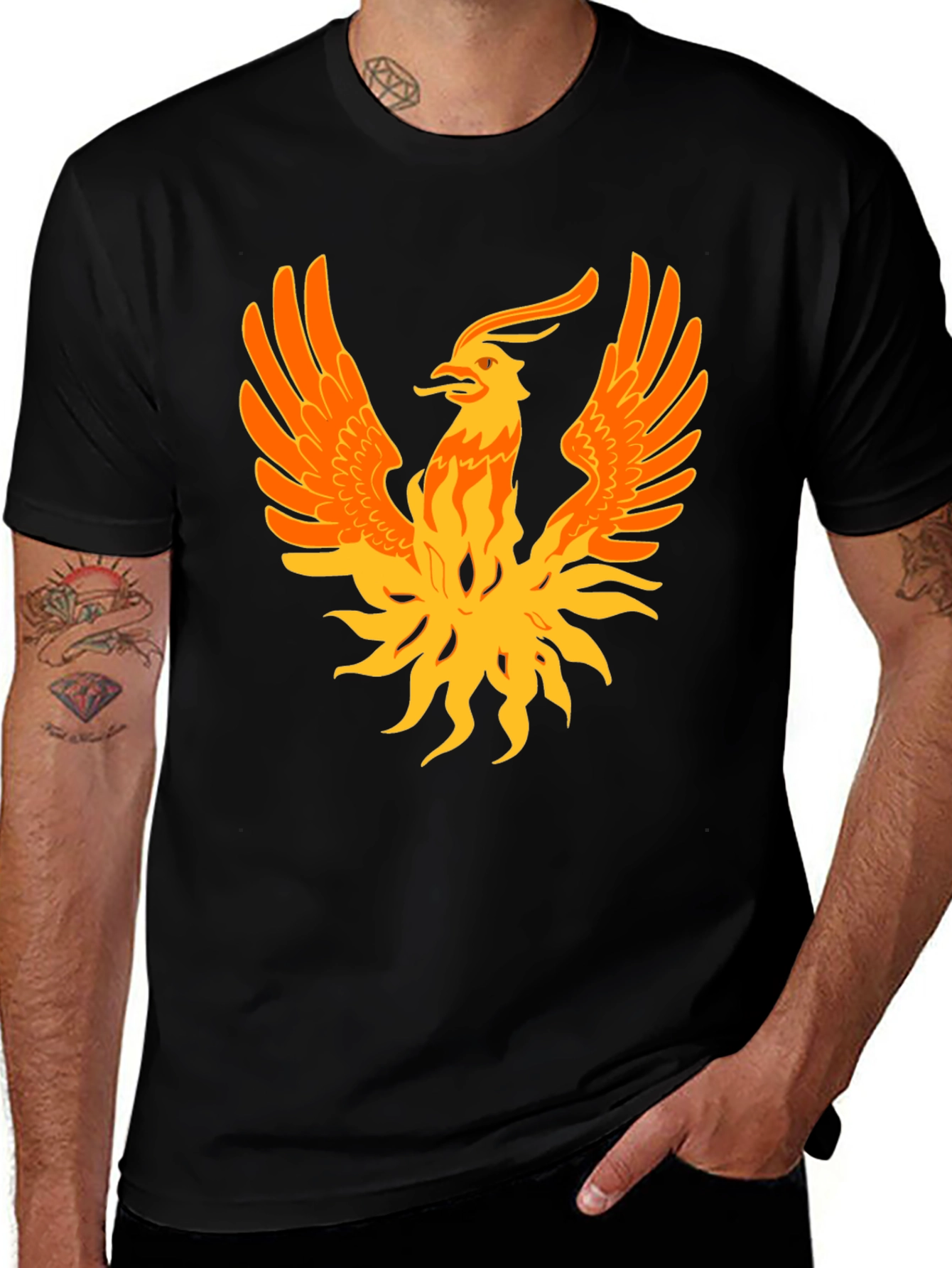 Phoenix Graphic Print Black Tee