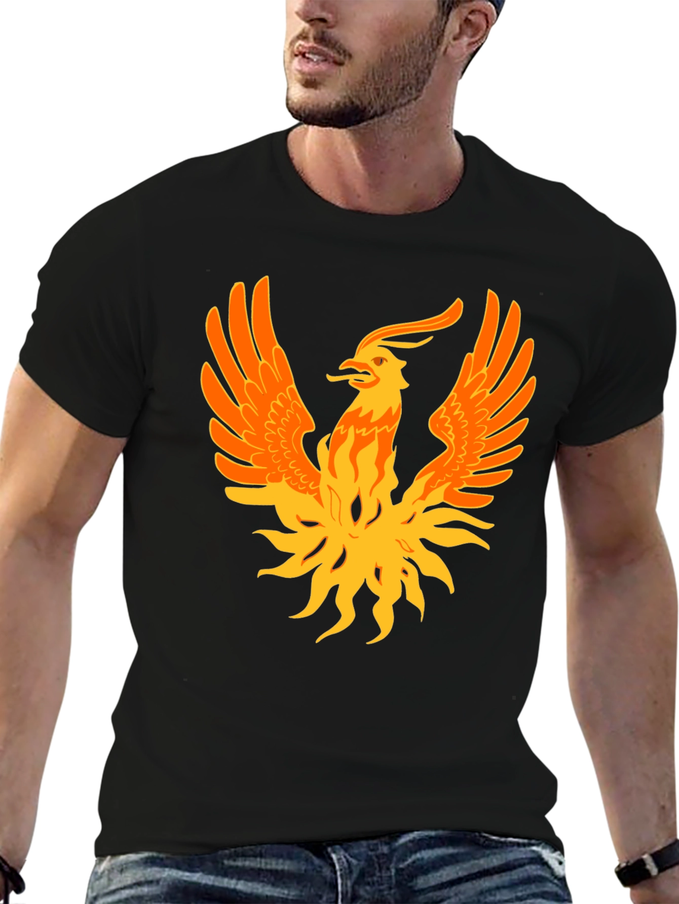 Phoenix Graphic Print Black Tee