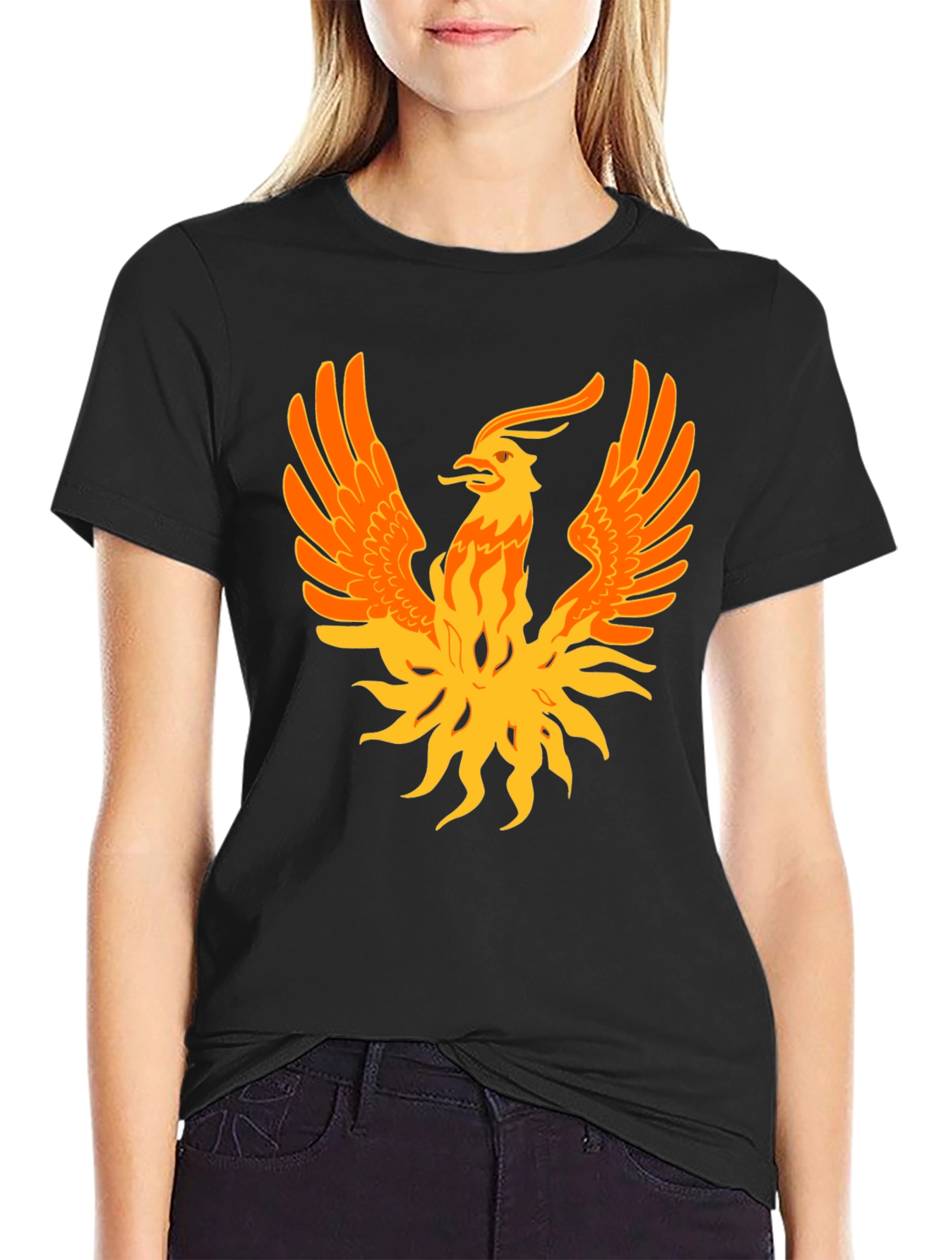 Phoenix Graphic Print Black Tee