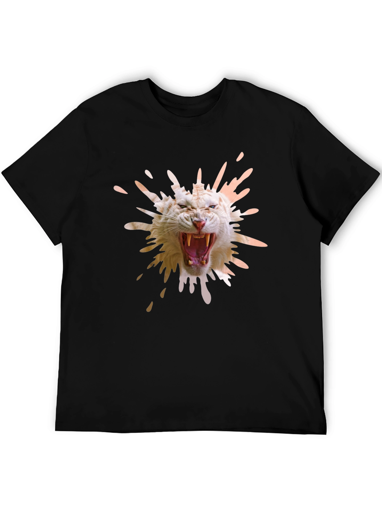 Tiger Splash Graphic Tee - Black Cotton T-Shirt