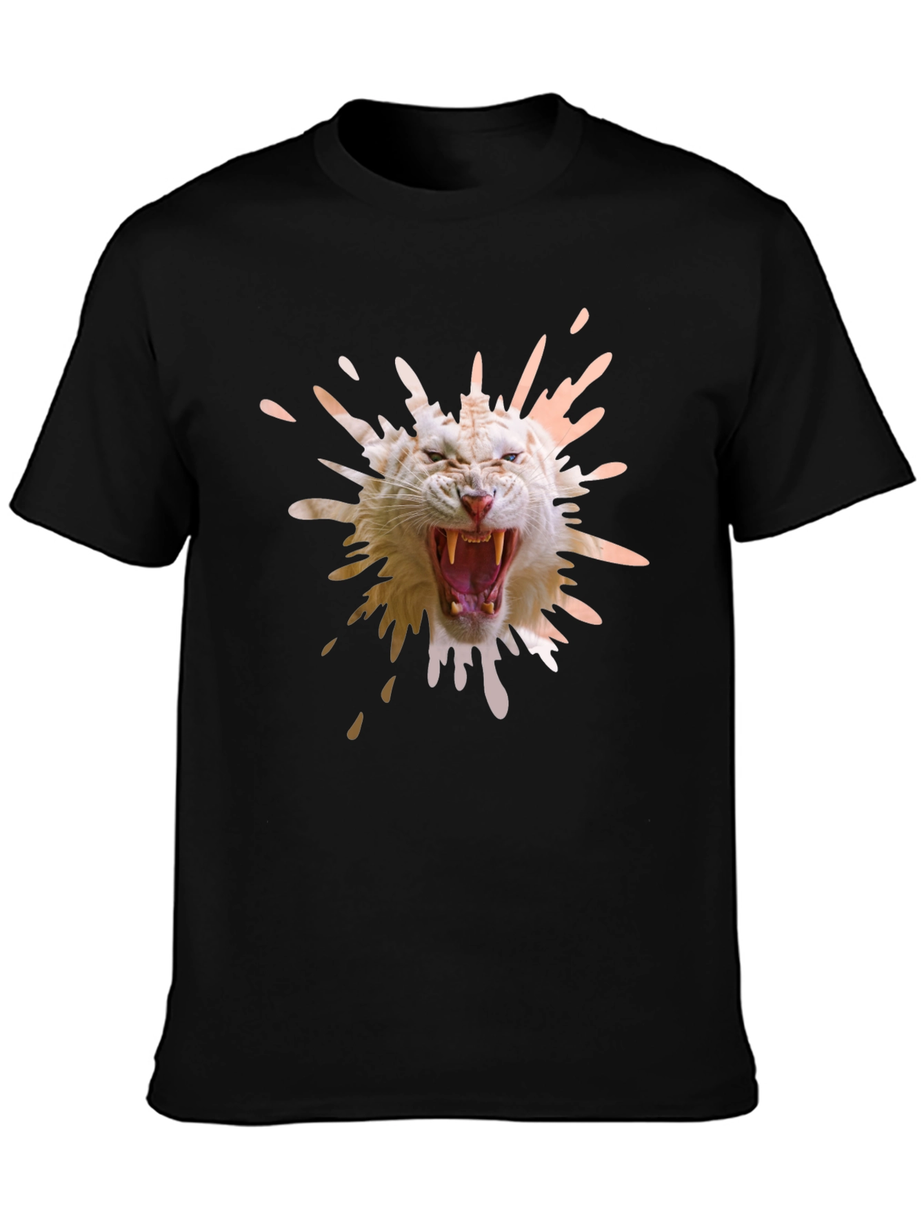 Tiger Splash Graphic Tee - Black Cotton T-Shirt