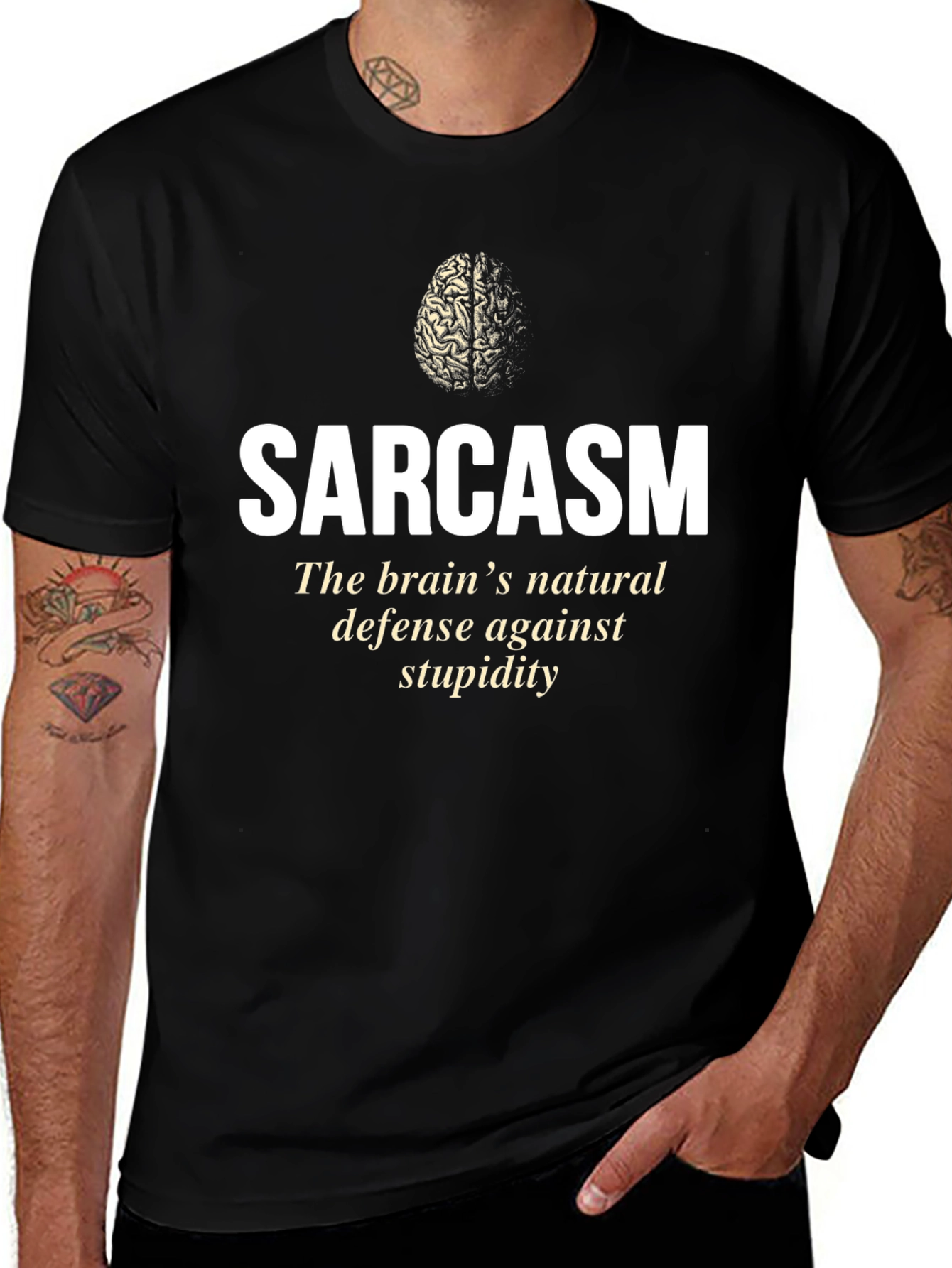 Sarcasm Brain Defense Graphic T-Shirt