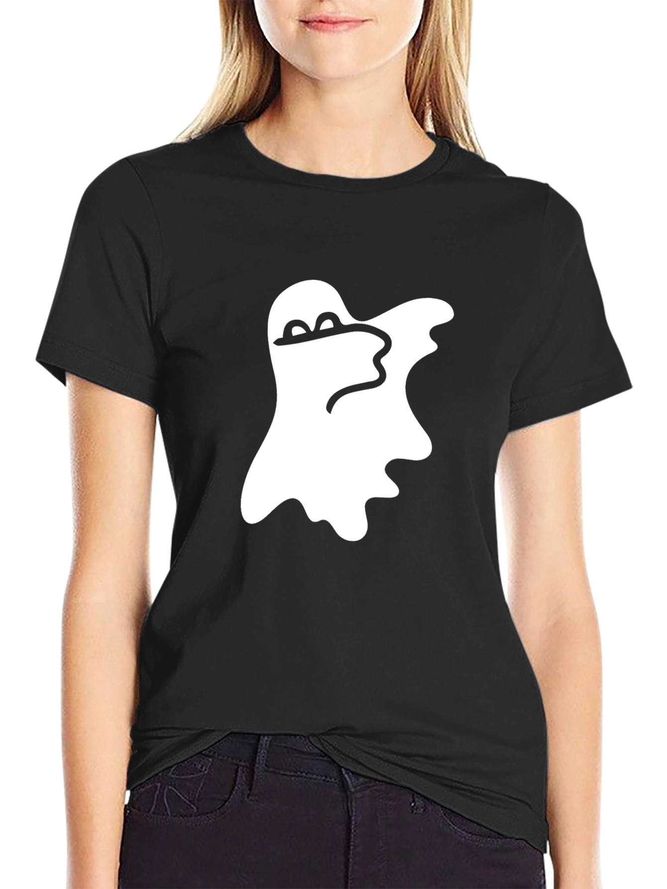 Cool Ghost Graphic Tee - Black Cotton Shirt