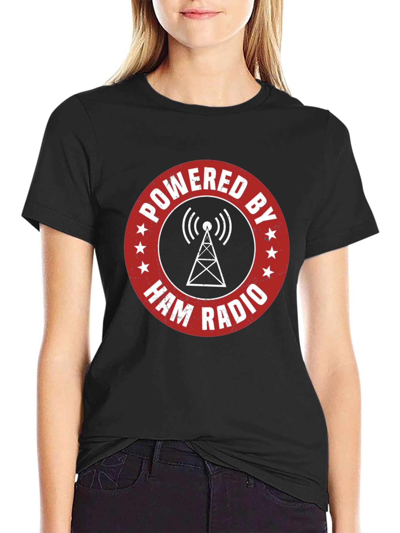 Powered by Ham Radio T-Shirt - Hobbyist Design