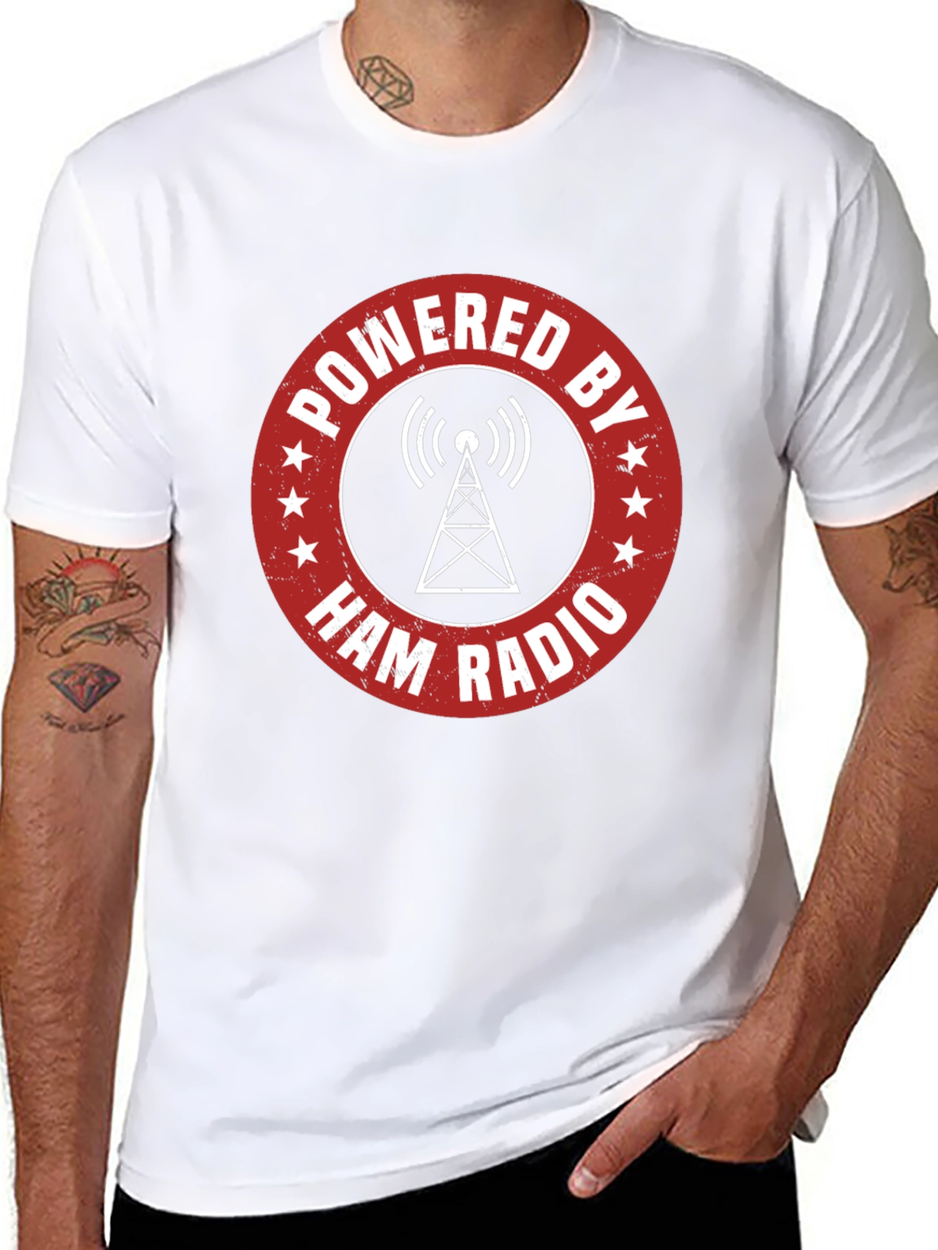 Powered by Ham Radio T-Shirt - Hobbyist Design