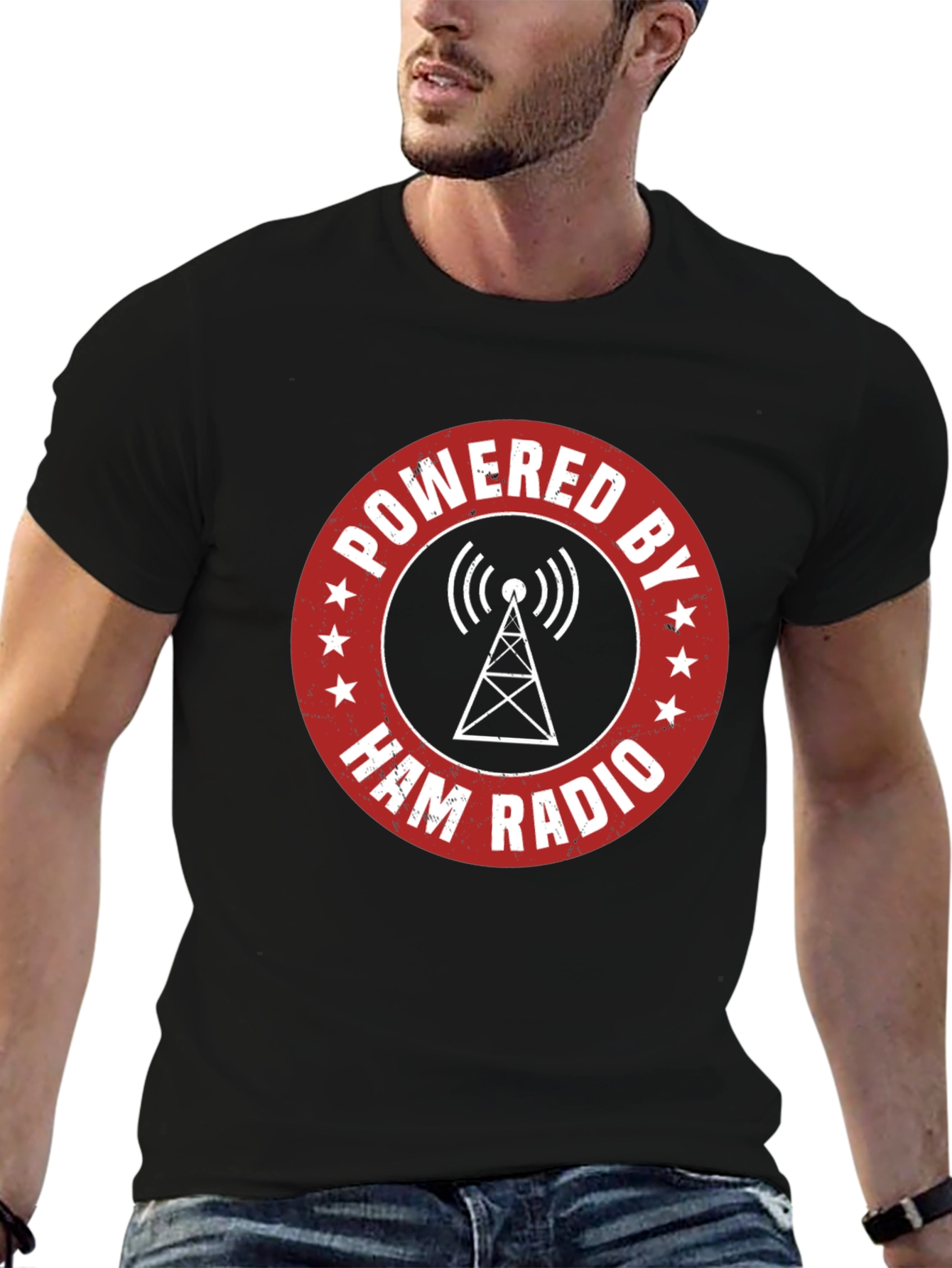 Powered by Ham Radio T-Shirt - Hobbyist Design